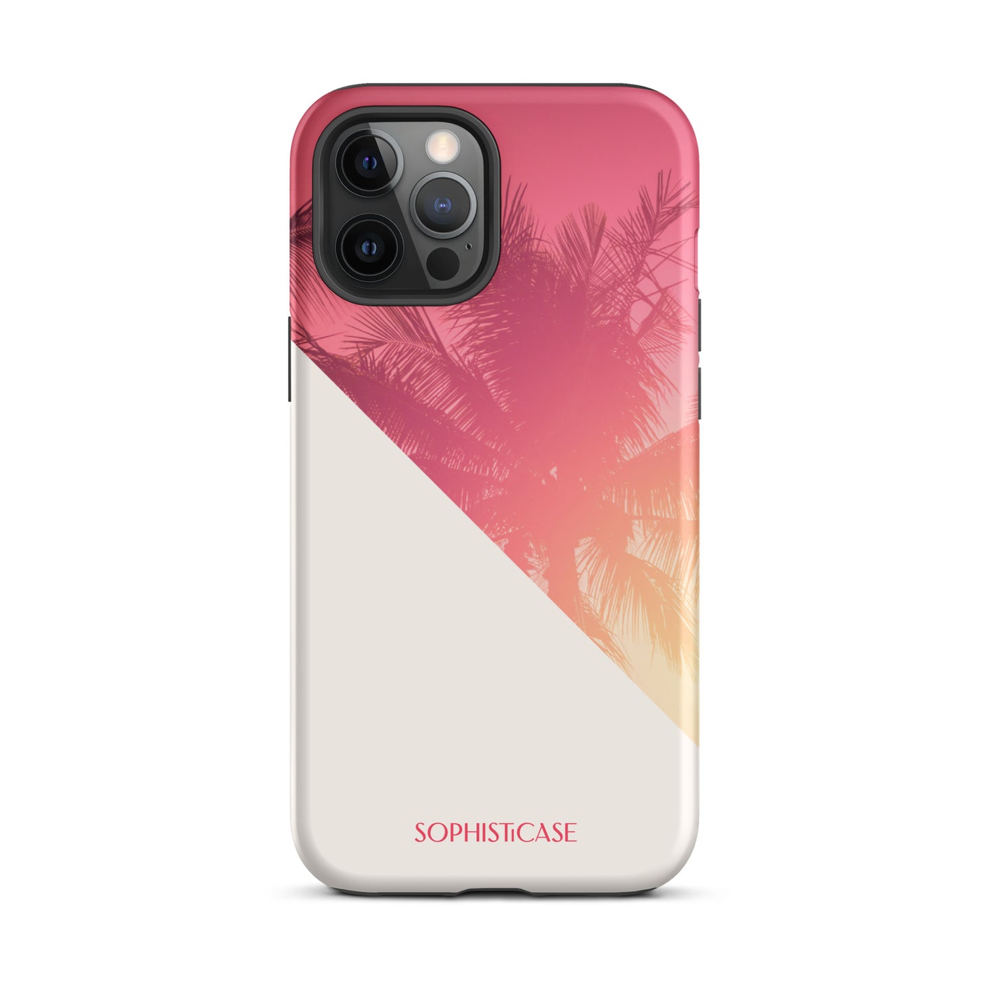 Tough Phone Case Featuring Red Cream Summer Palm Tree Design for iPhone 12 Pro Max Matte