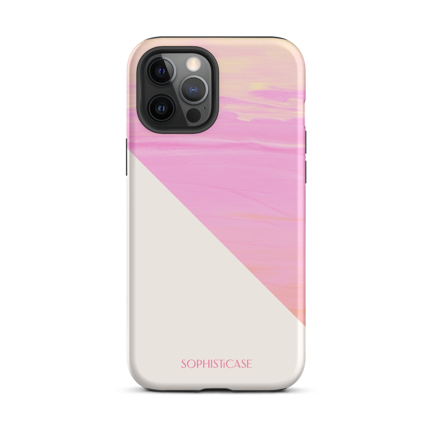 Tough Phone Case Featuring Yellow Pink Cream Summer Sunset Water Ripples Ocean Waves Design for iPhone 12 Pro Max Matte