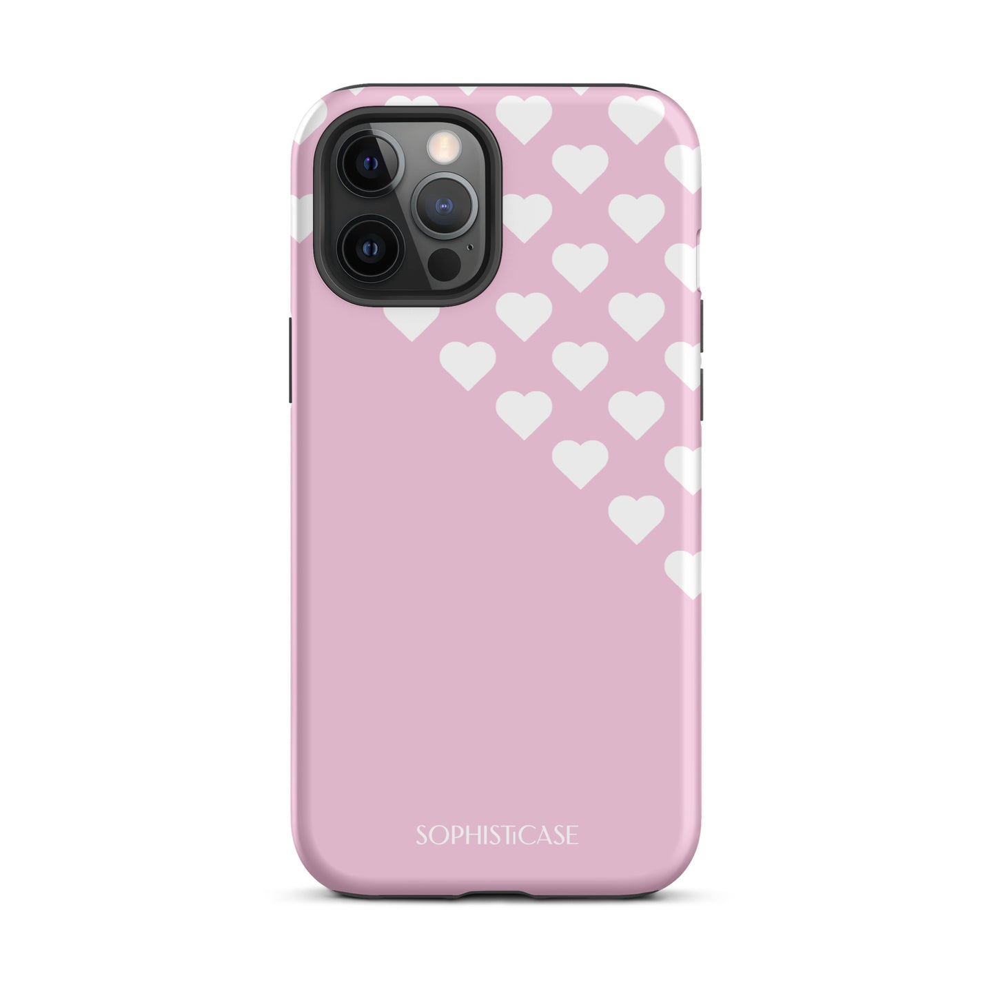 Tough Phone Case Featuring Pink Cream Tiny Hearts Design for iPhone 12 Pro Max Matte