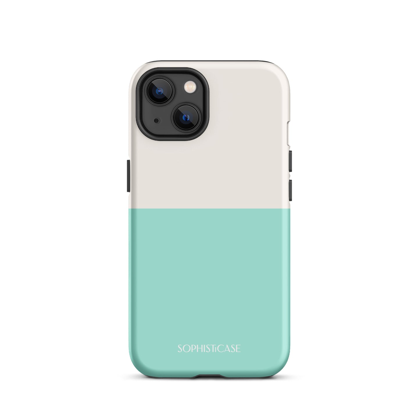 Tough Phone Case Featuring Two Tone Green Cream Design for iPhone 13 Matte