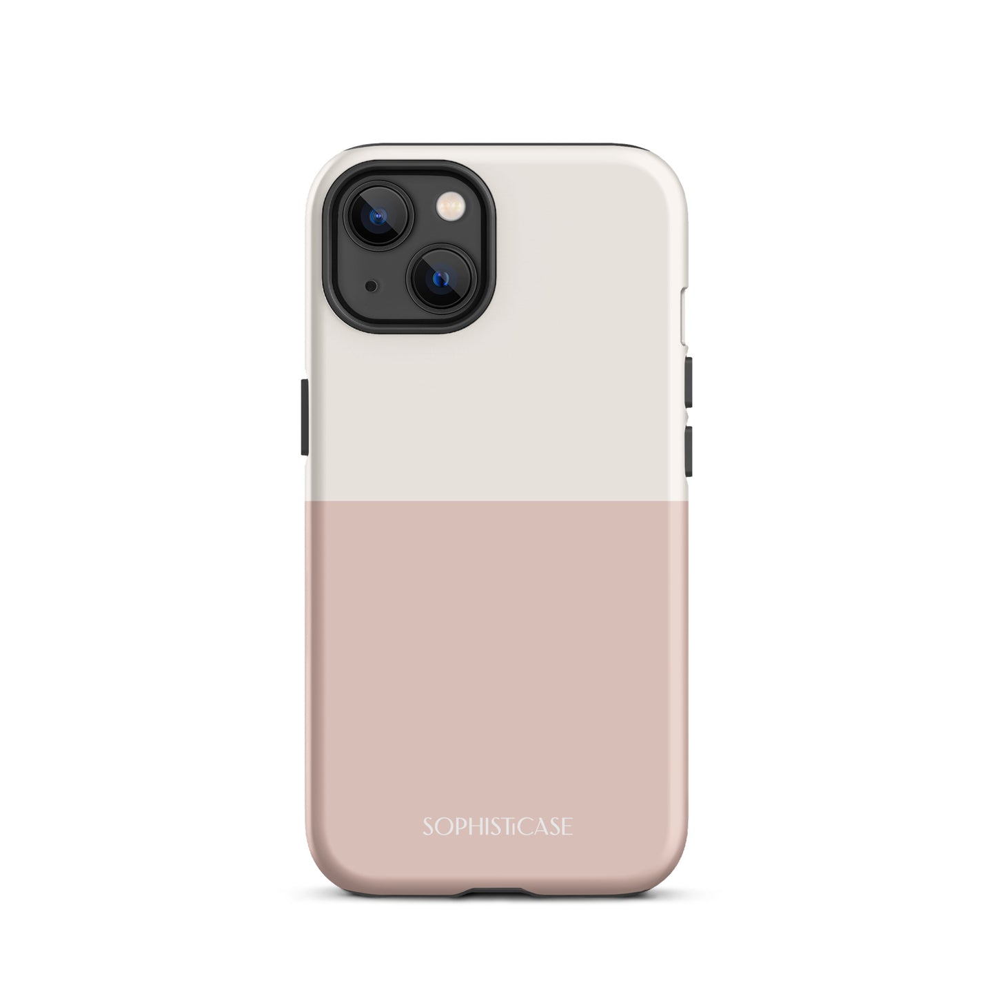 Tough Phone Case Featuring Two Tone Neutral Beige Cream Design for iPhone 13 Matte