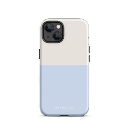 Basics Collection Tough Phone Case Featuring Two Tone Blue Cream Design for iPhone 13 Matte