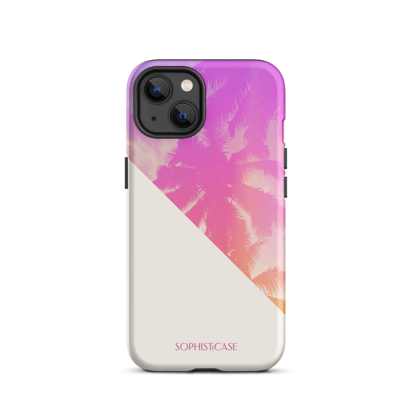 Tough Phone Case Featuring Purple Cream Summer Palm Tree Design for iPhone 13 Matte