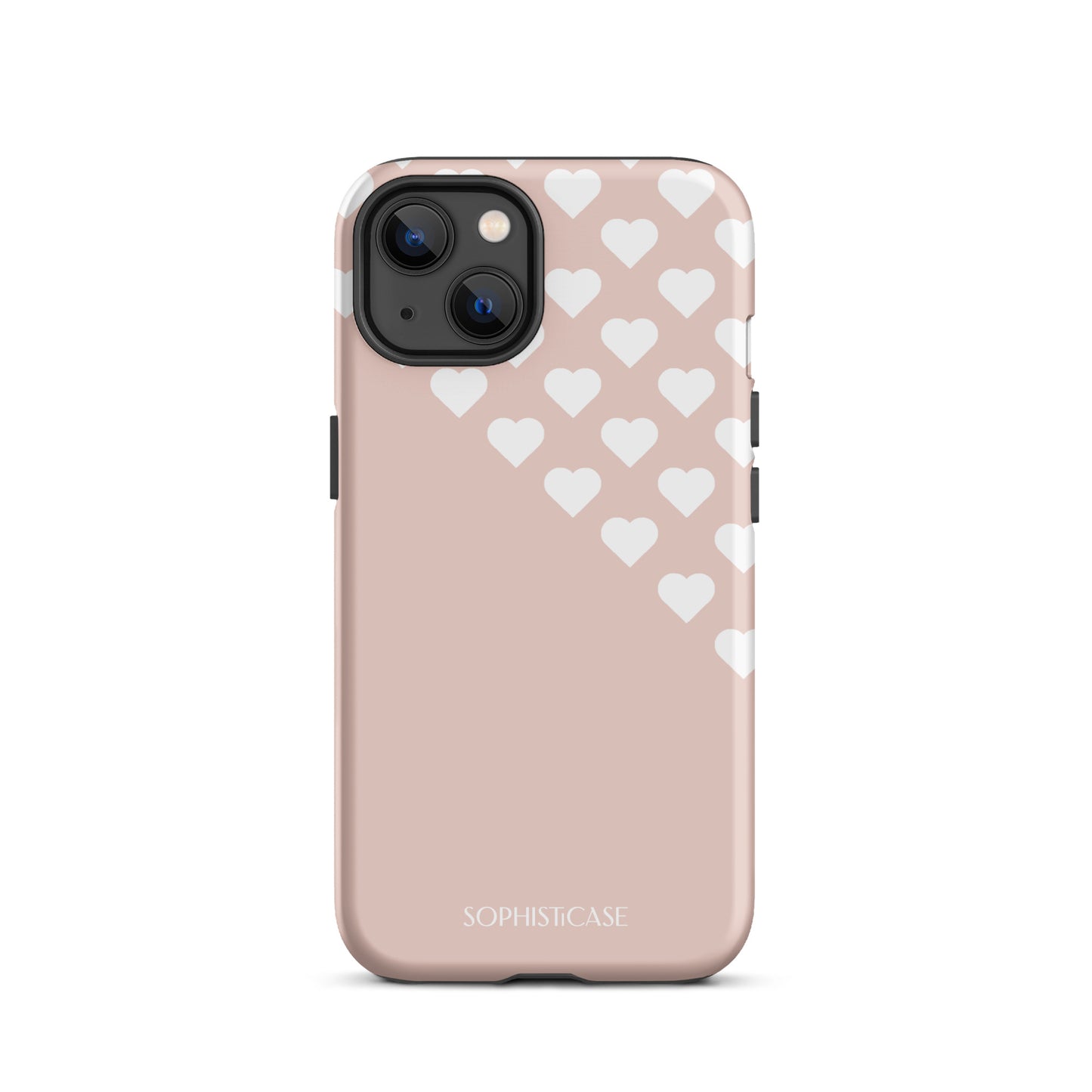 Tough Phone Case Featuring Neutral Beige Cream Tiny Hearts Design for iPhone 13 Matte