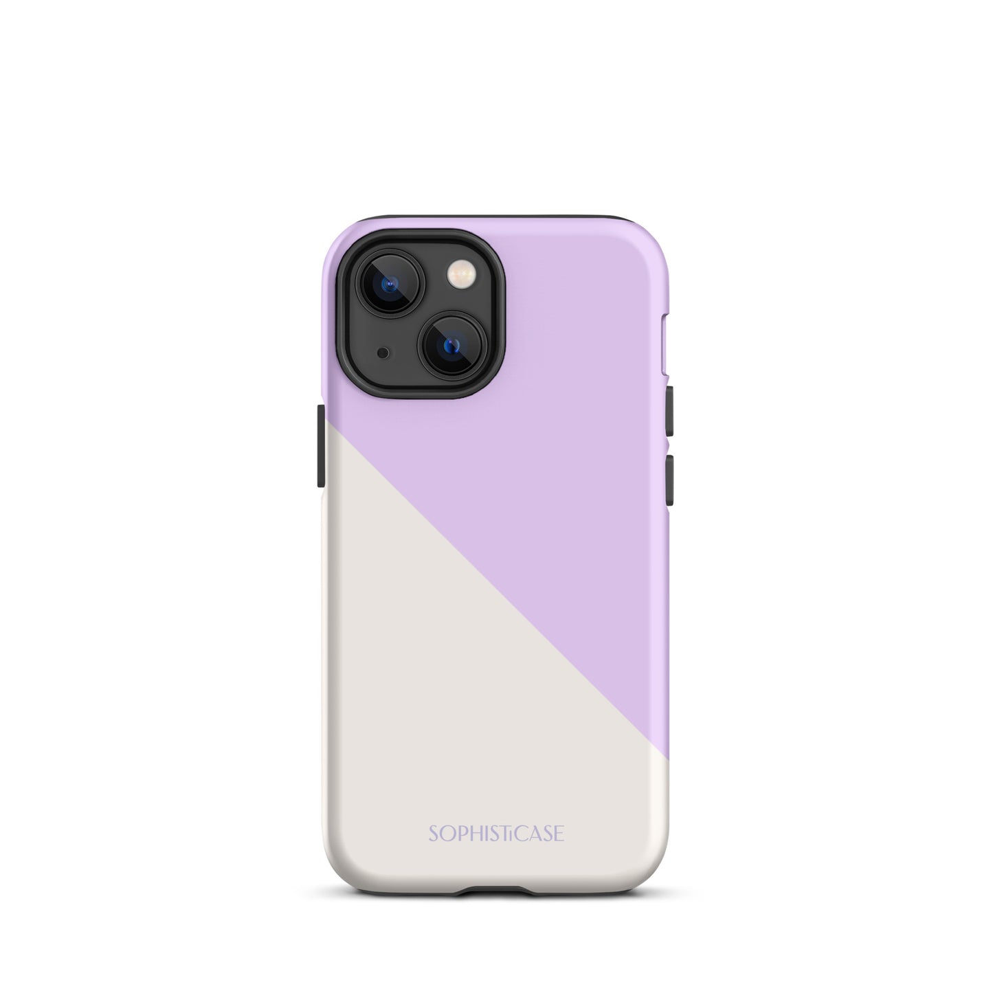 Tough Phone Case Featuring Purple Cream Diagonal Split Design for iPhone 13 Mini Matte