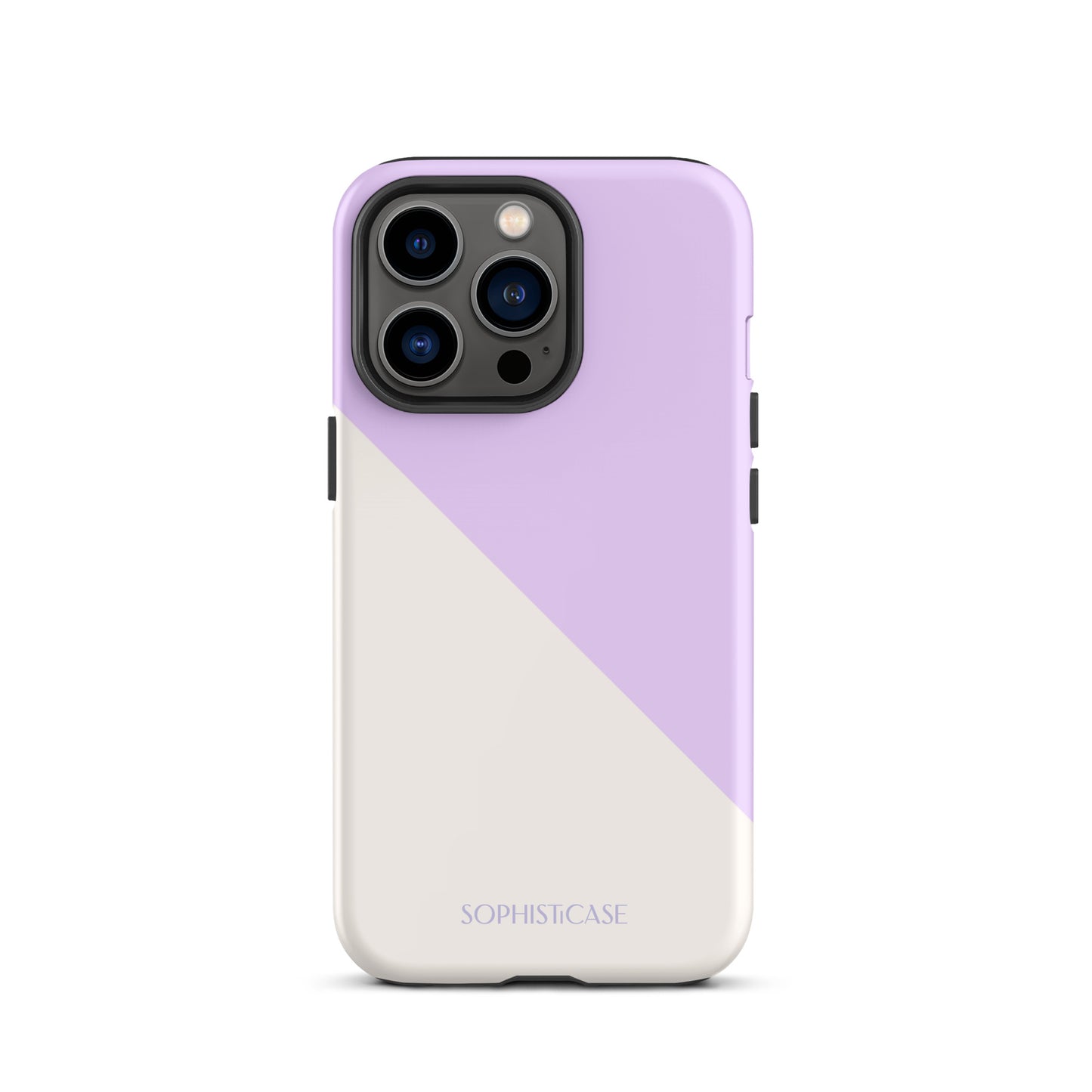 Tough Phone Case Featuring Purple Cream Diagonal Split Design for iPhone 13 Pro Matte