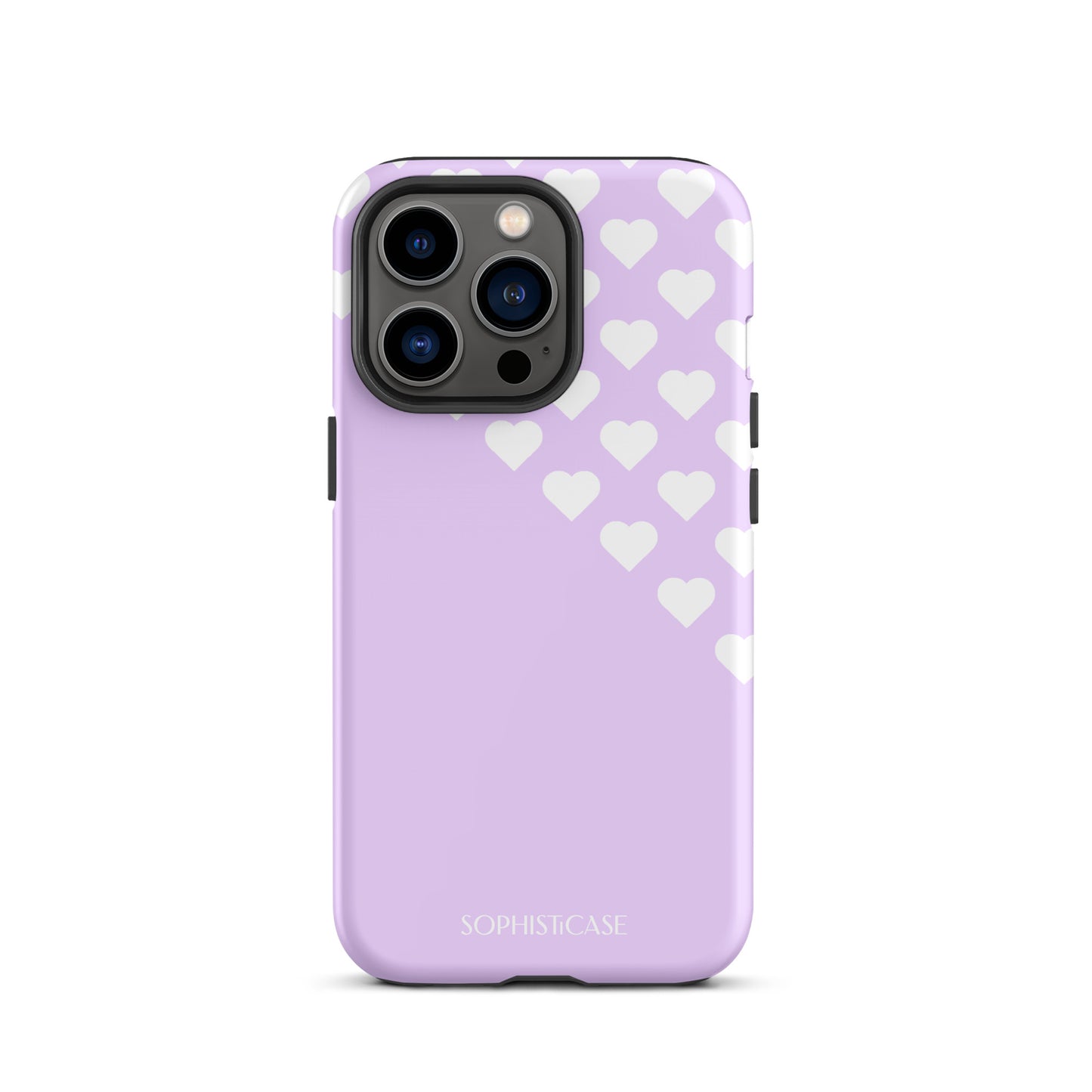 Tough Phone Case Featuring Purple Cream Tiny Hearts Design for iPhone 13 Pro Matte