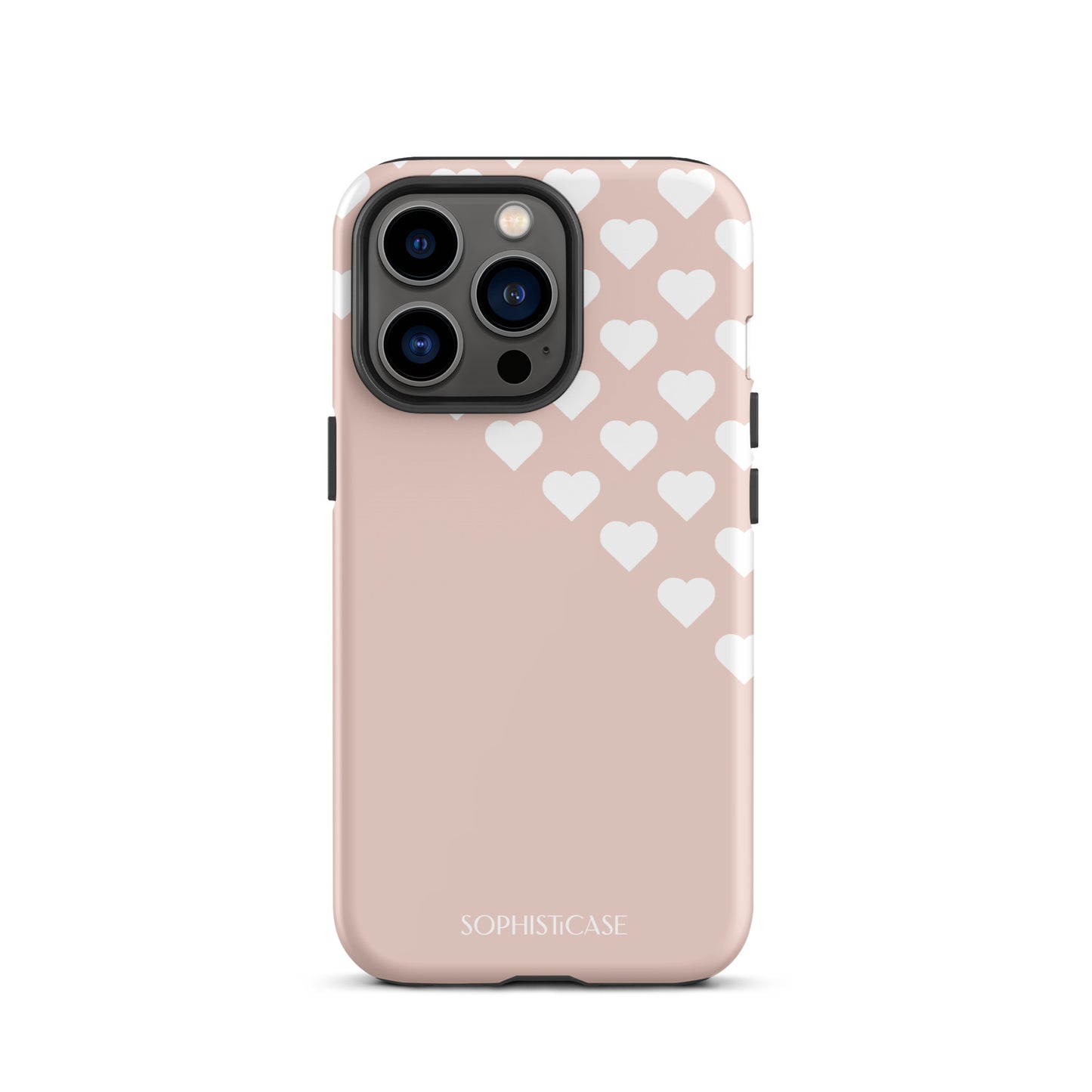 Tough Phone Case Featuring Neutral Beige Cream Tiny Hearts Design for iPhone 13 Pro Matte