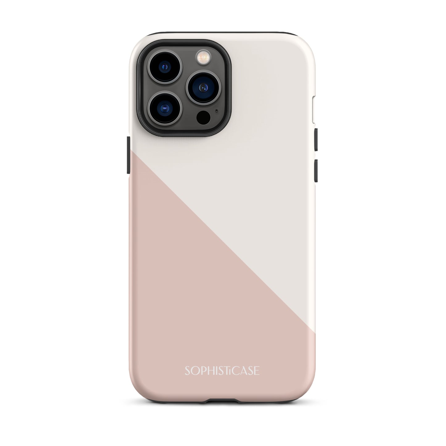 Tough Phone Case Featuring Neutral Beige Cream Diagonal Split Design for iPhone 13 Pro Max Matte