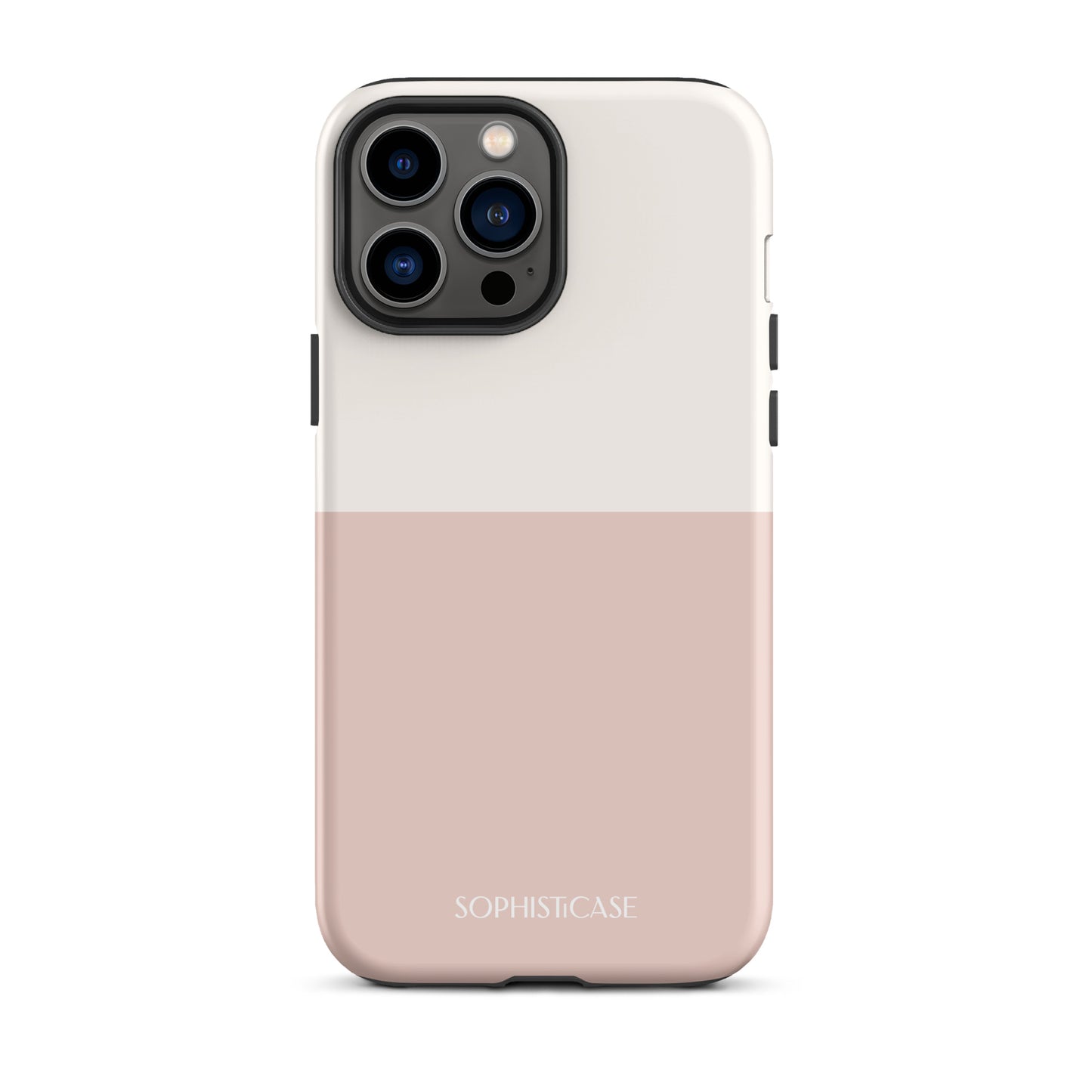 Tough Phone Case Featuring Two Tone Neutral Beige Cream Design for iPhone 13 Pro Max Matte