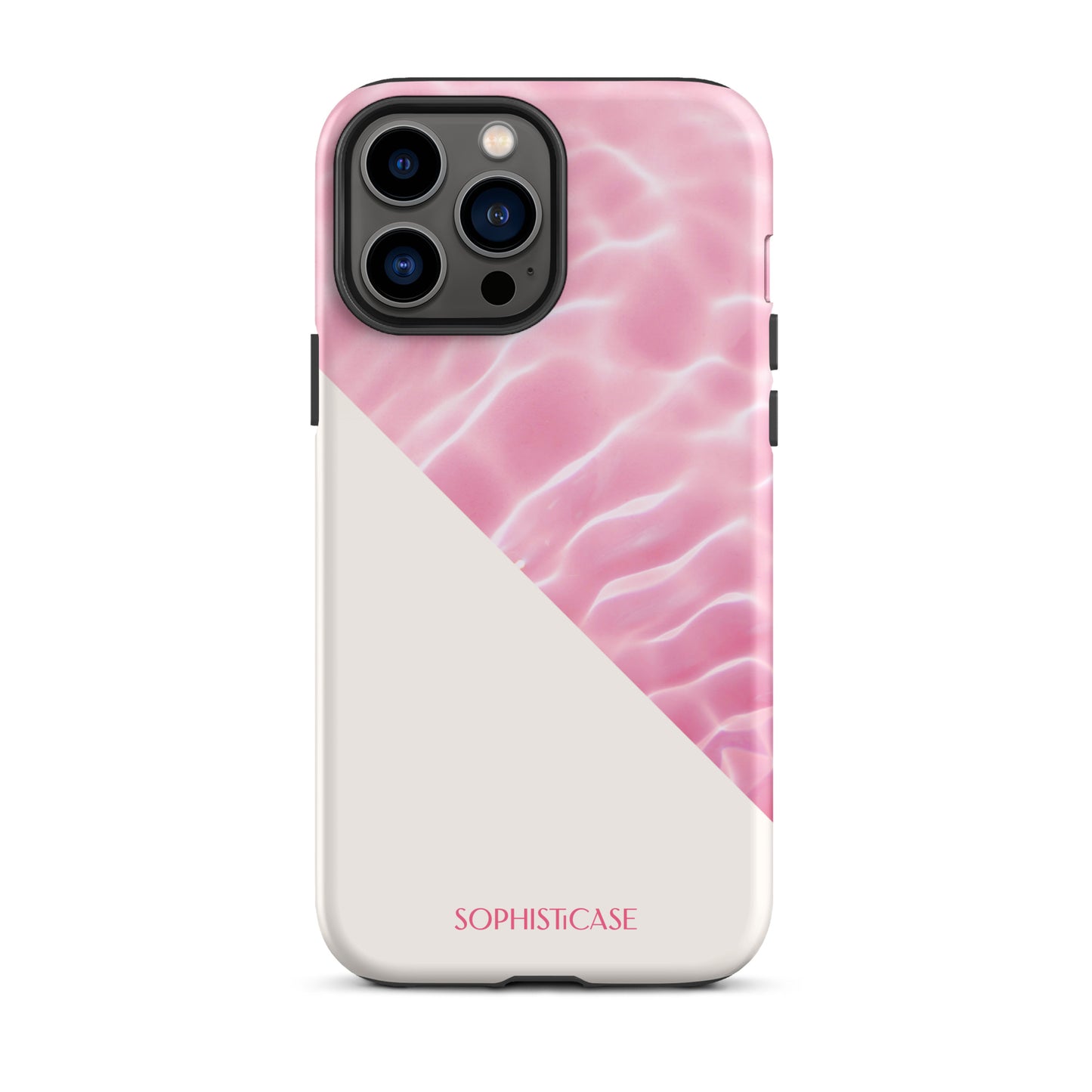 Tough Phone Case Featuring Pink Cream Summer Water Ripples Ocean Waves Design for iPhone 13 Pro Max Matte