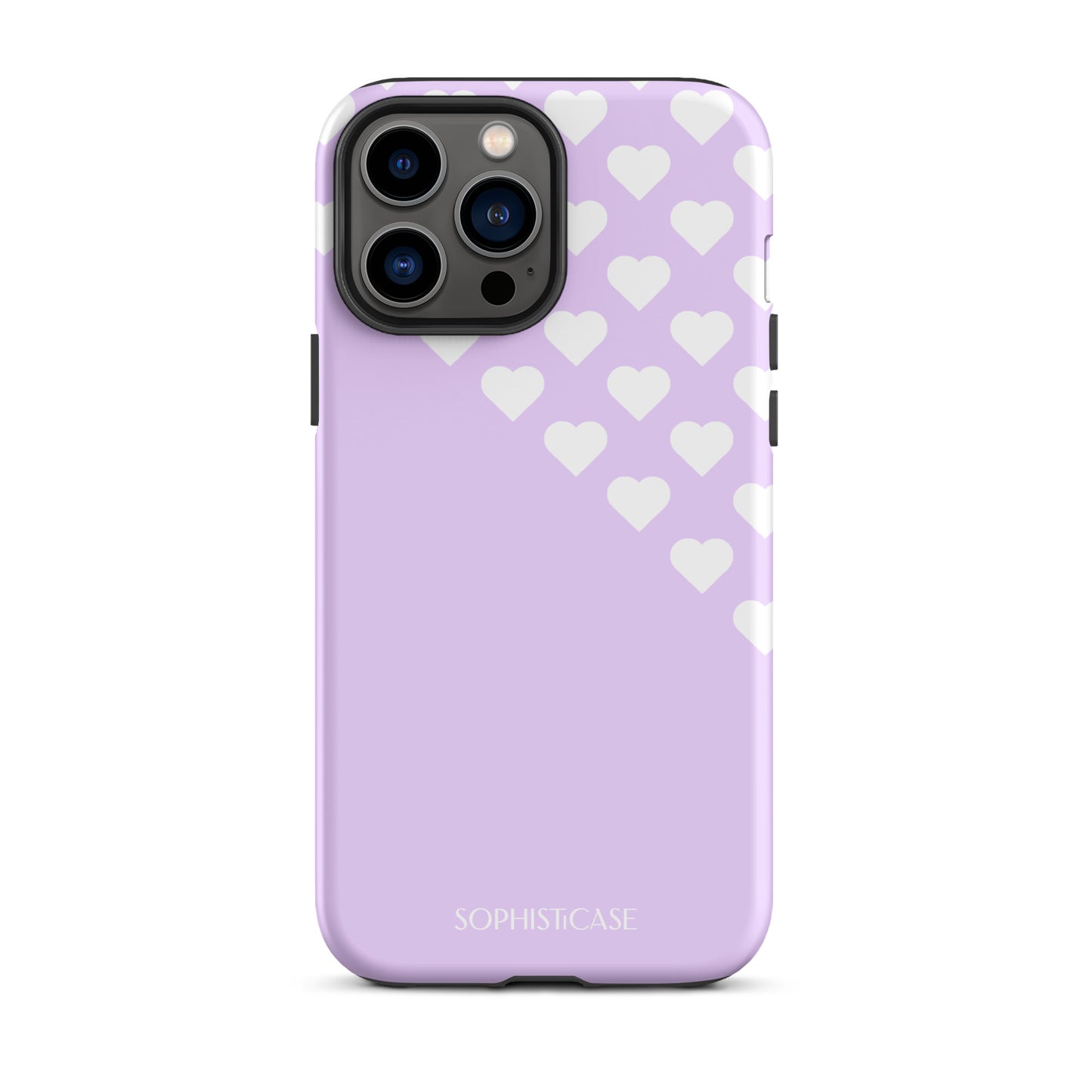 Tough Phone Case Featuring Purple Cream Tiny Hearts Design for iPhone 13 Pro Max Matte