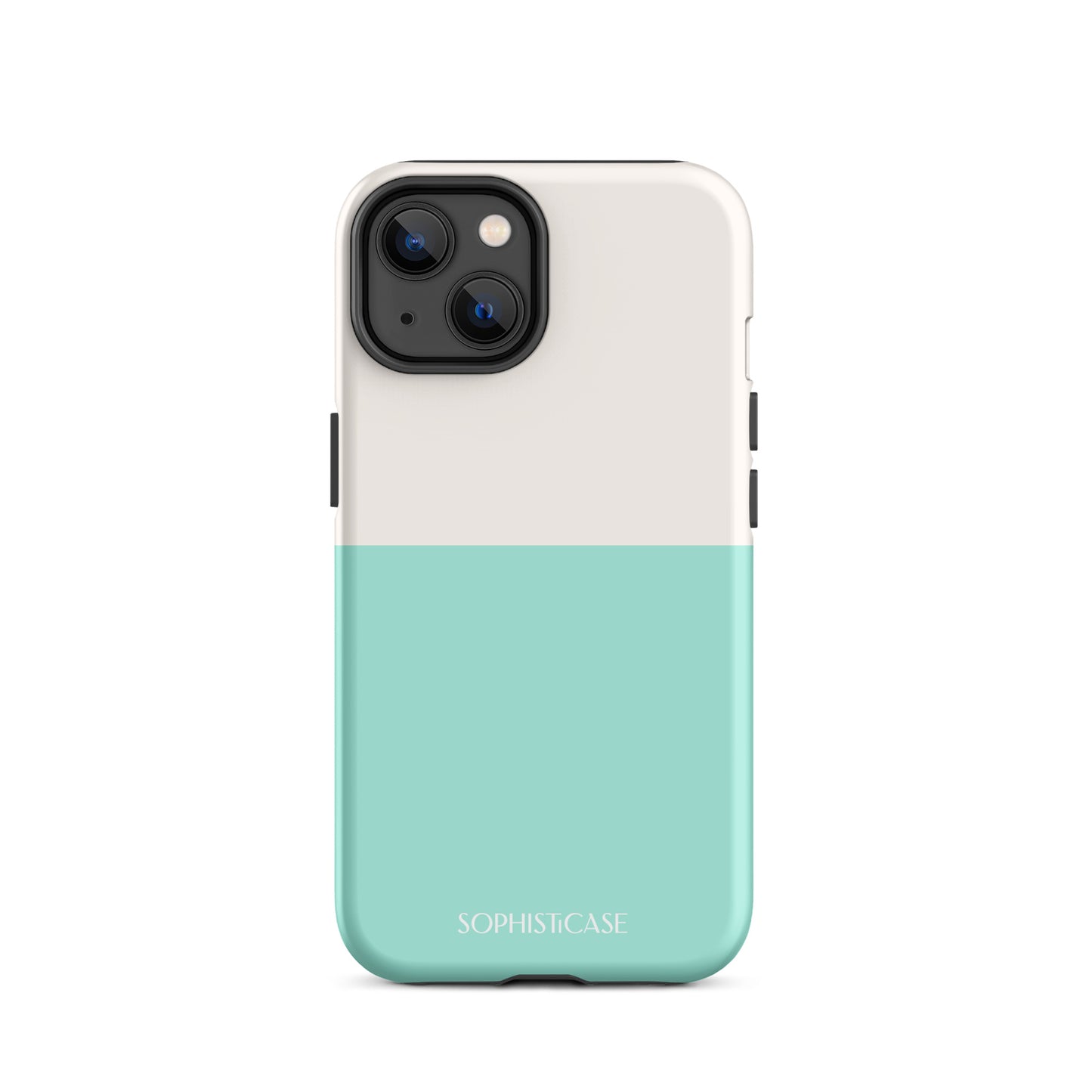 Tough Phone Case Featuring Two Tone Green Cream Design for iPhone 14 Matte