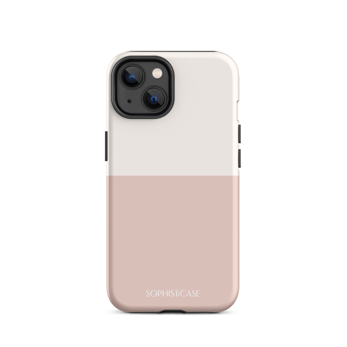 Tough Phone Case Featuring Two Tone Neutral Beige Cream Design for iPhone 14 Matte