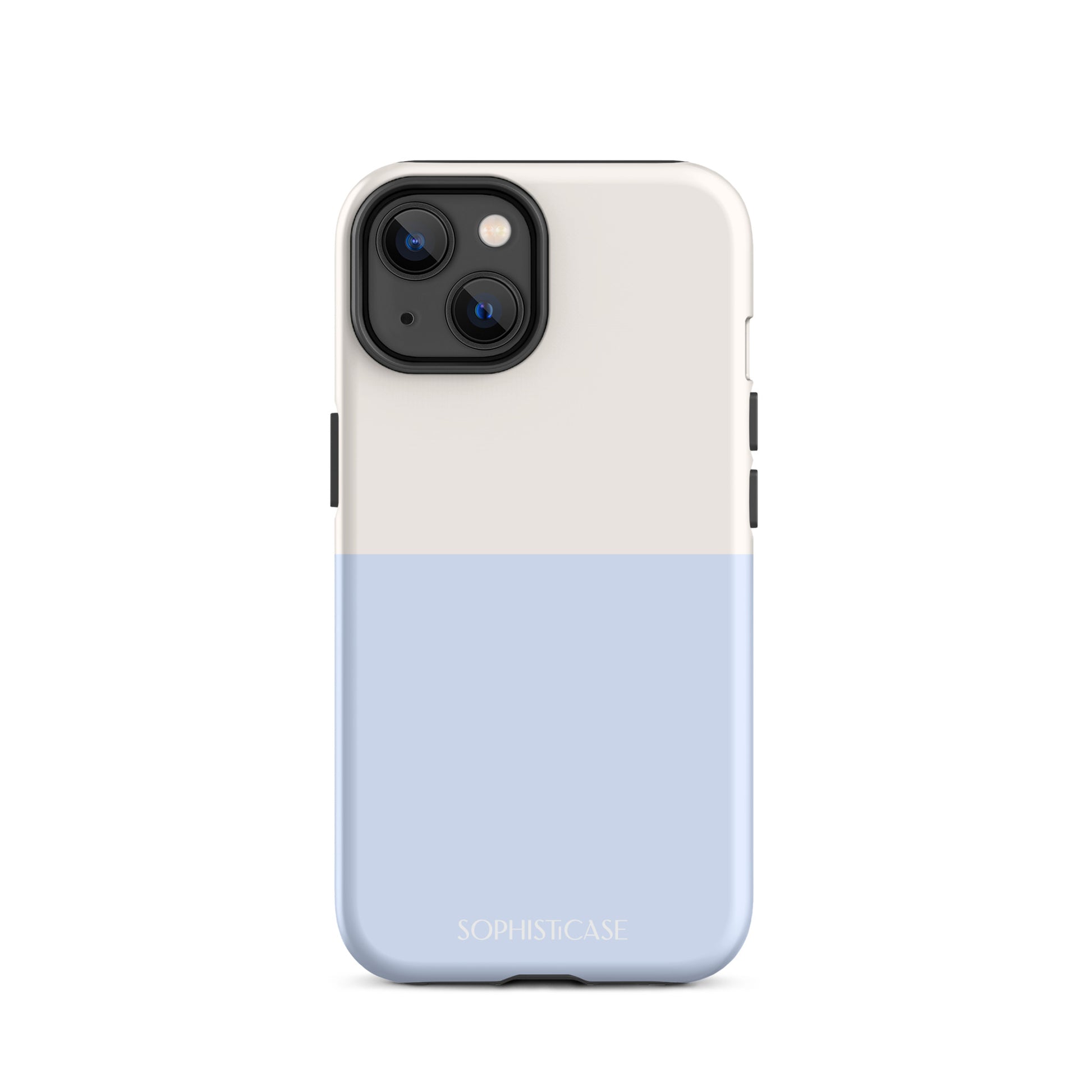 Basics Collection Tough Phone Case Featuring Two Tone Blue Cream Design for iPhone 14 Pro Max Matte