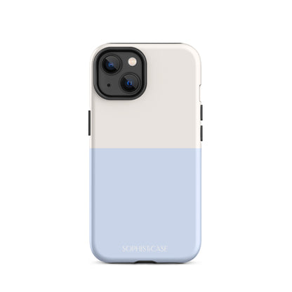 Basics Collection Tough Phone Case Featuring Two Tone Blue Cream Design for iPhone 14 Pro Max Matte