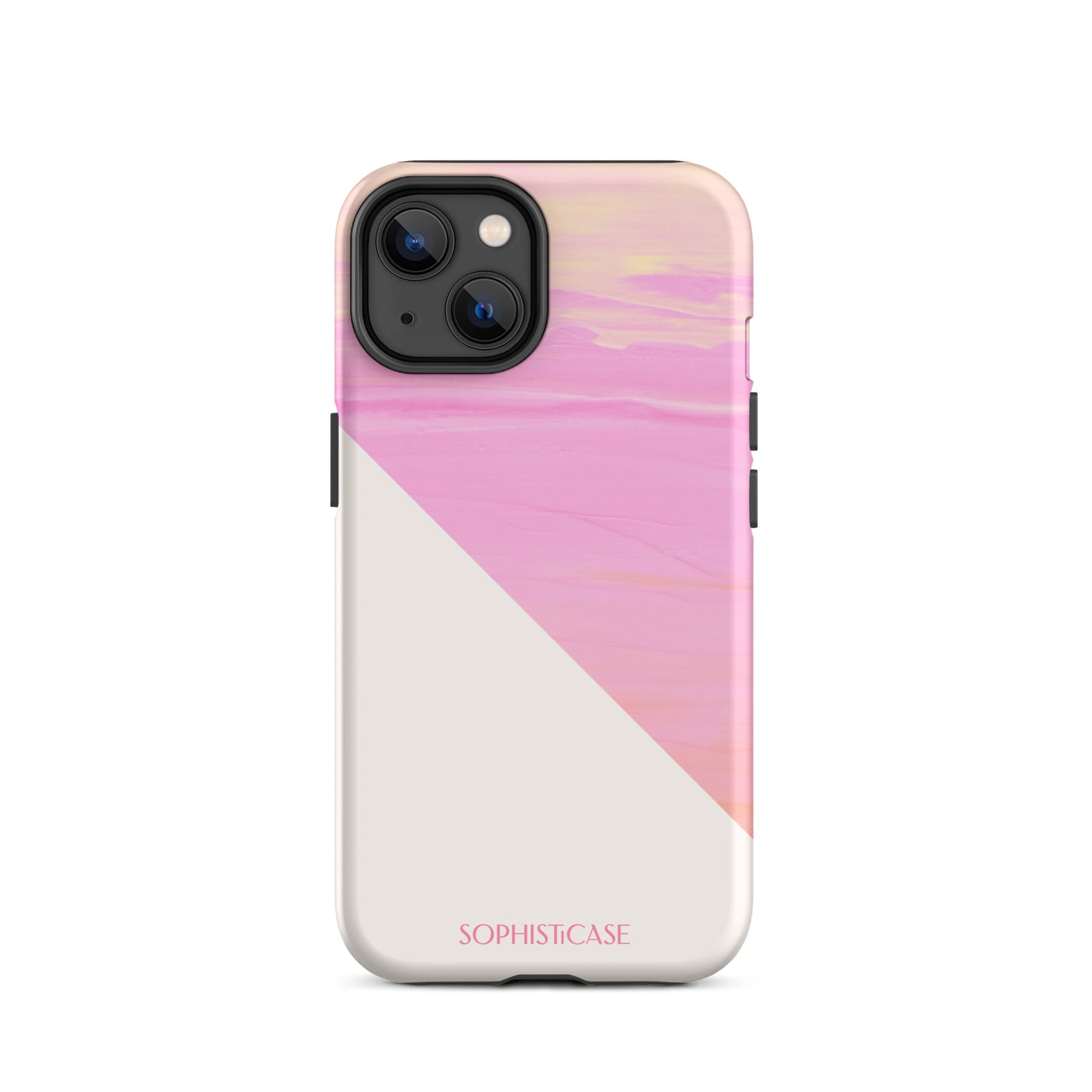 Tough Phone Case Featuring Yellow Pink Cream Summer Sunset Water Ripples Ocean Waves Design for iPhone 14 Matte