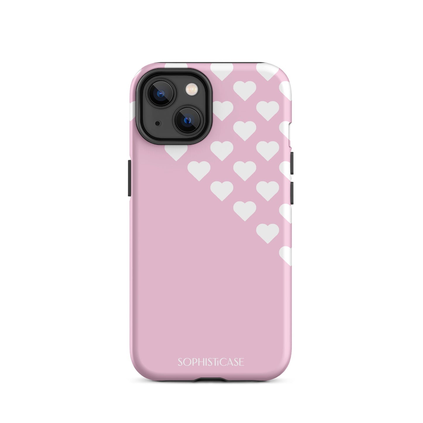 Tough Phone Case Featuring Pink Cream Tiny Hearts Design for iPhone 14 Matte