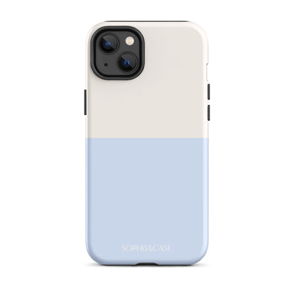 Basics Collection Tough Phone Case Featuring Two Tone Blue Cream Design for iPhone 14 Plus Matte