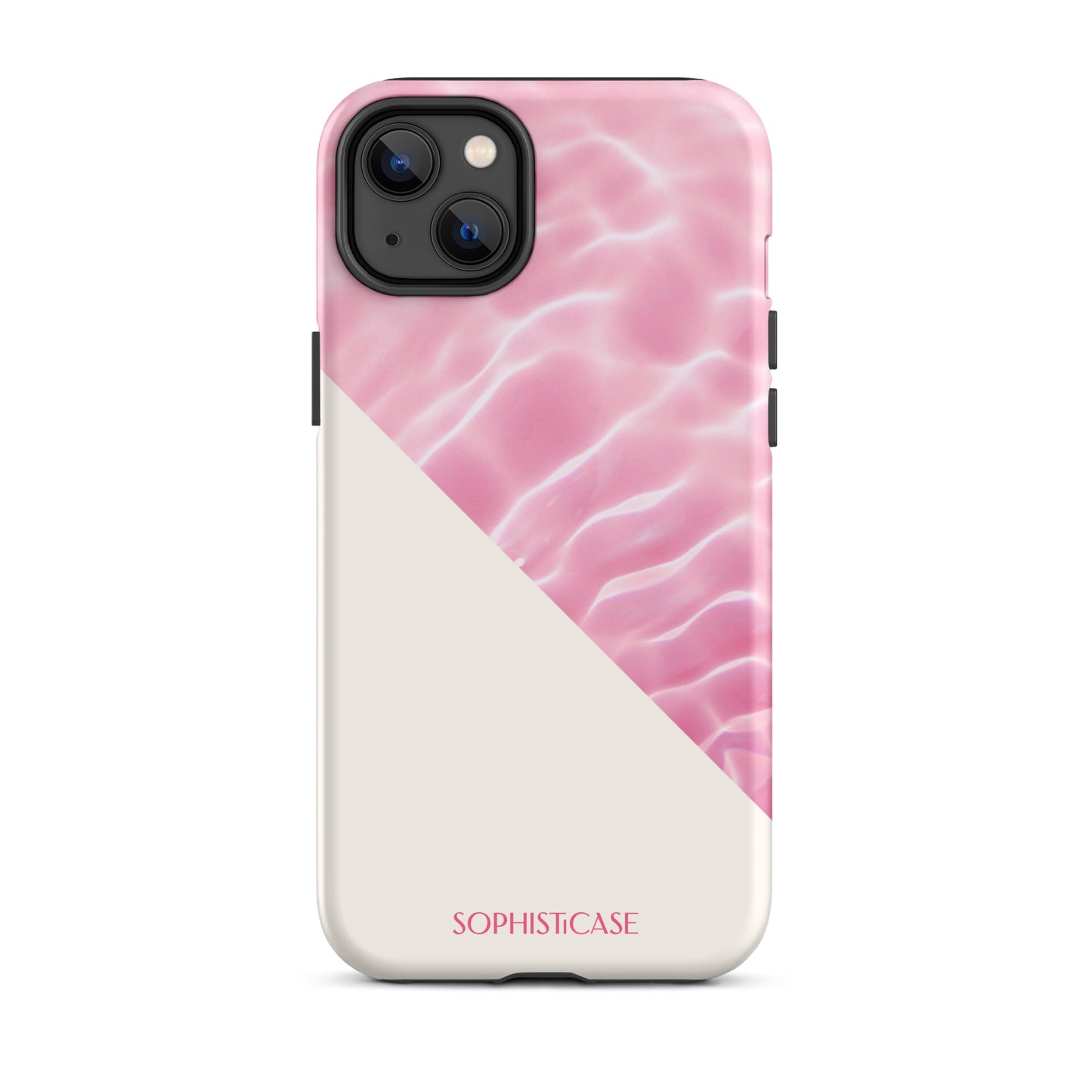 Tough Phone Case Featuring Pink Cream Summer Water Ripples Ocean Waves Design for iPhone 14 Plus Matte