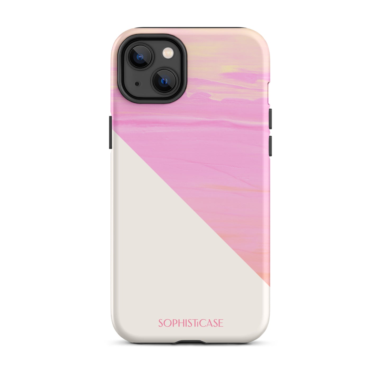 Tough Phone Case Featuring Yellow Pink Cream Summer Sunset Water Ripples Ocean Waves Design for iPhone 14 Plus Matte