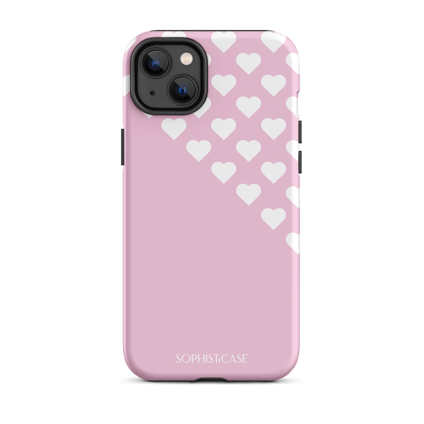 Tough Phone Case Featuring Pink Cream Tiny Hearts Design for iPhone 14 Plus Matte