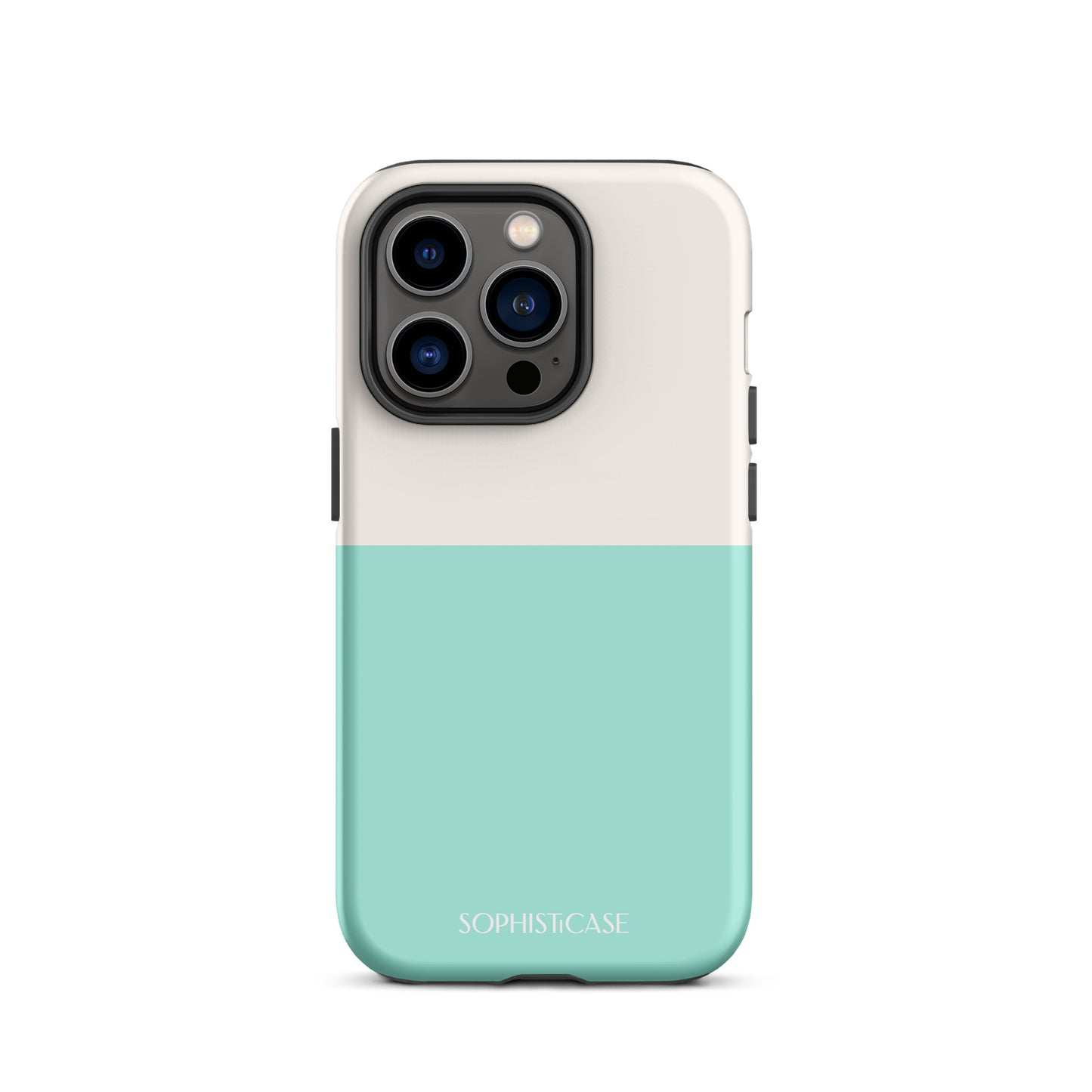 Tough Phone Case Featuring Two Tone Green Cream Design for iPhone 14 Pro Matte