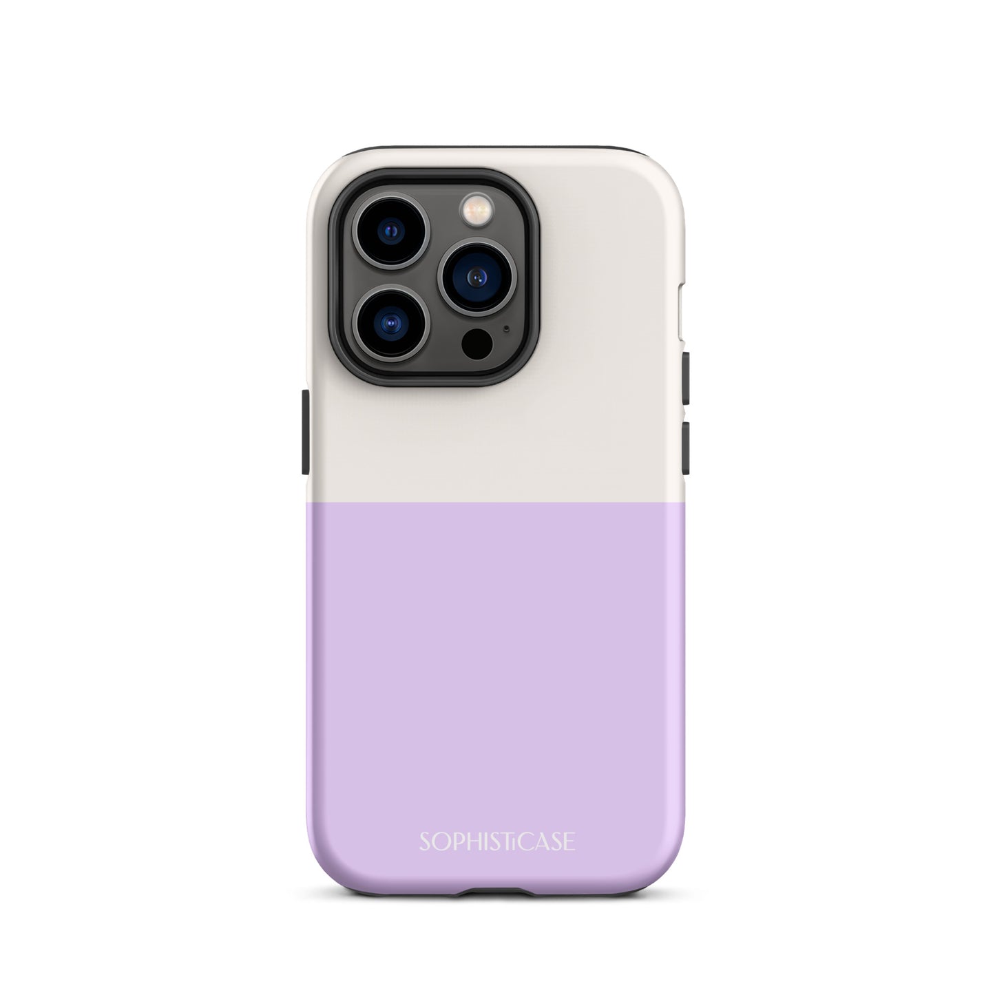 Tough Phone Case Featuring Two Tone Purple Cream Design for iPhone 14 Pro Matte