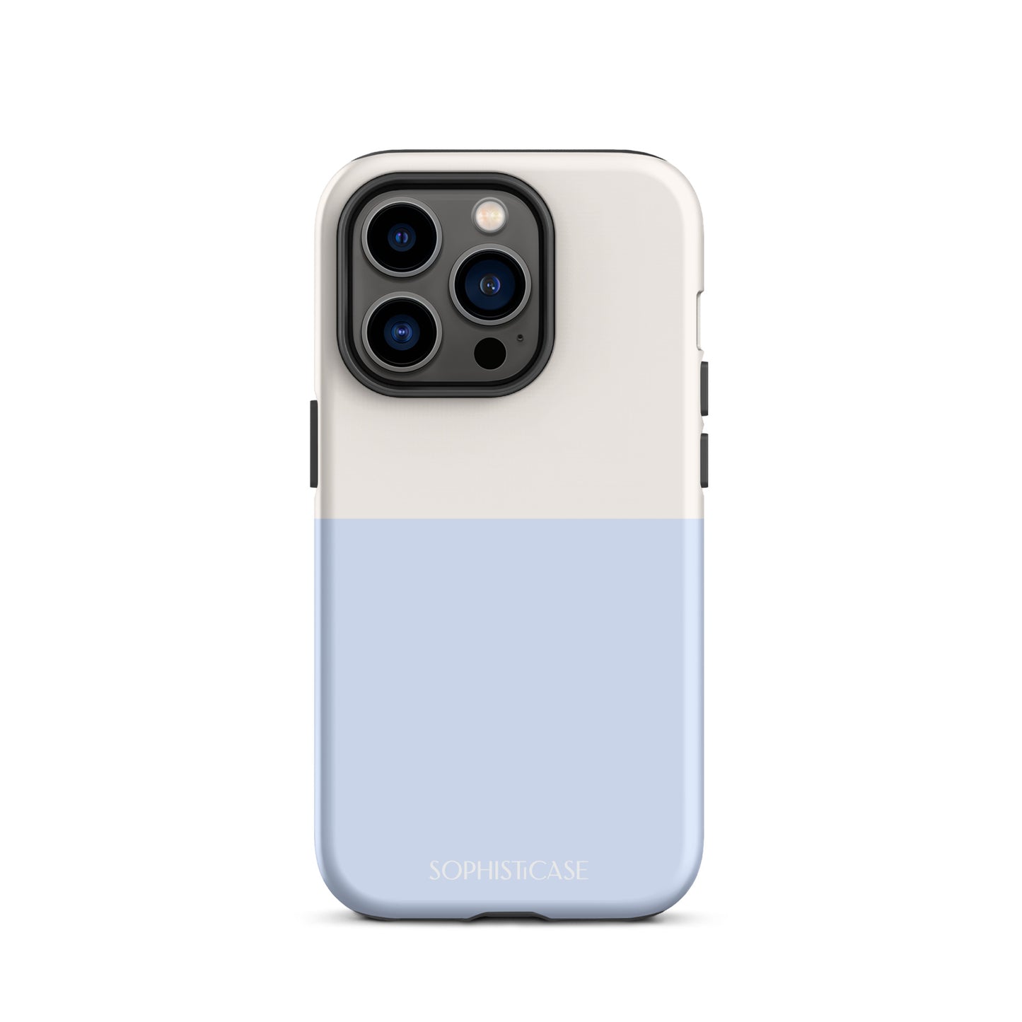 Basics Collection Tough Phone Case Featuring Two Tone Blue Cream Design for iPhone 14 Pro Matte