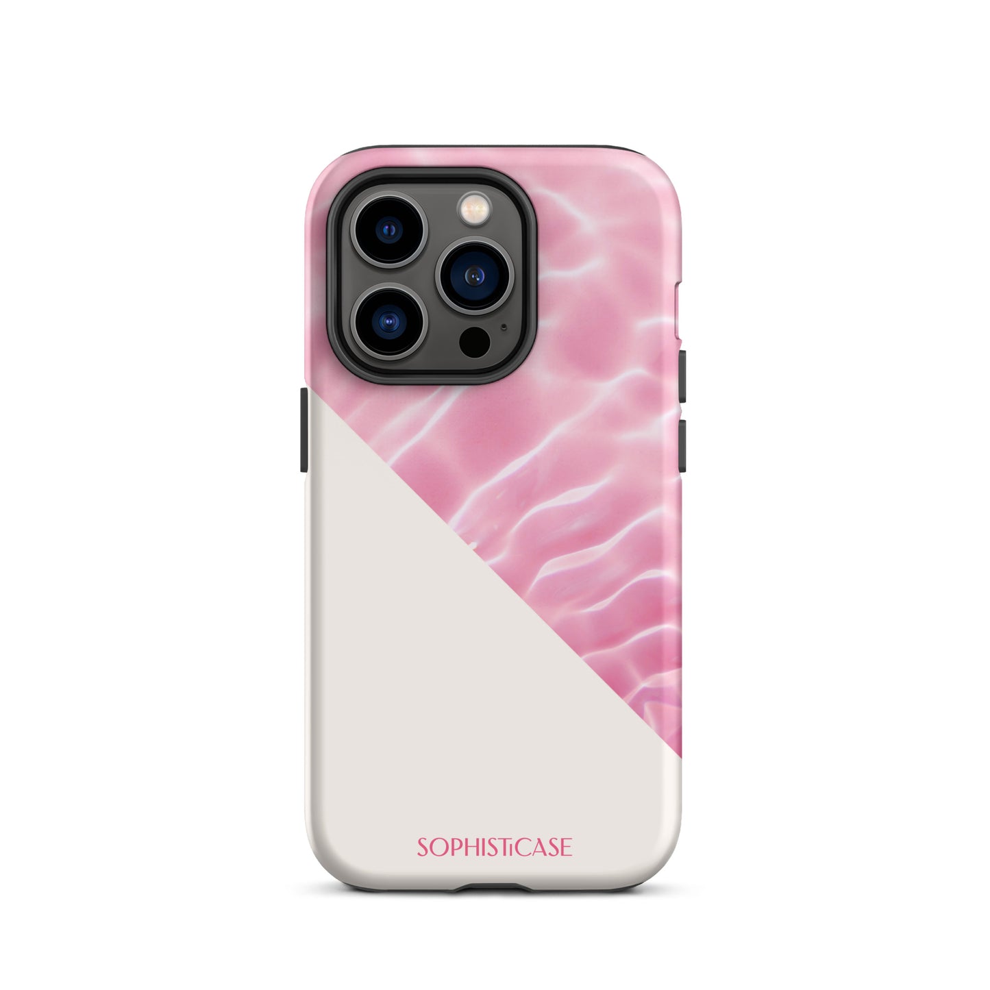 Tough Phone Case Featuring Pink Cream Summer Water Ripples Ocean Waves Design for iPhone 14 Pro Matte