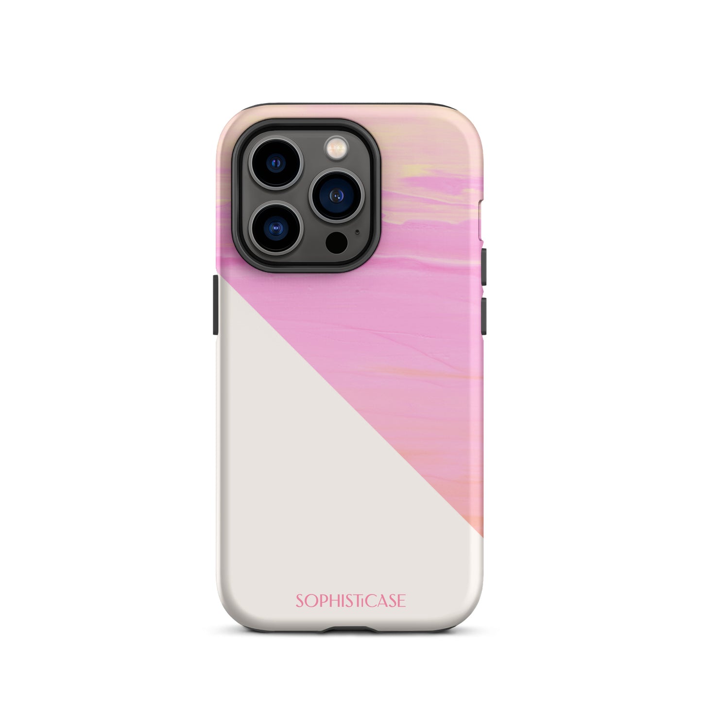 Tough Phone Case Featuring Yellow Pink Cream Summer Sunset Water Ripples Ocean Waves Design for iPhone 14 Pro Matte