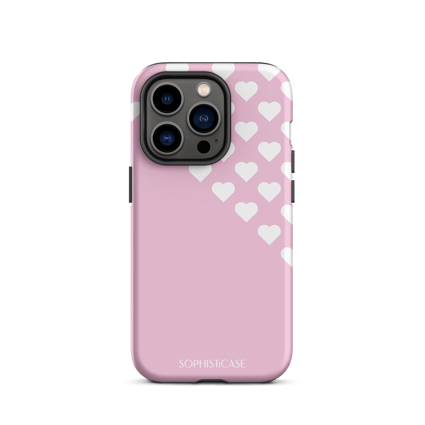 Tough Phone Case Featuring Pink Cream Tiny Hearts Design for iPhone 14 Pro Matte