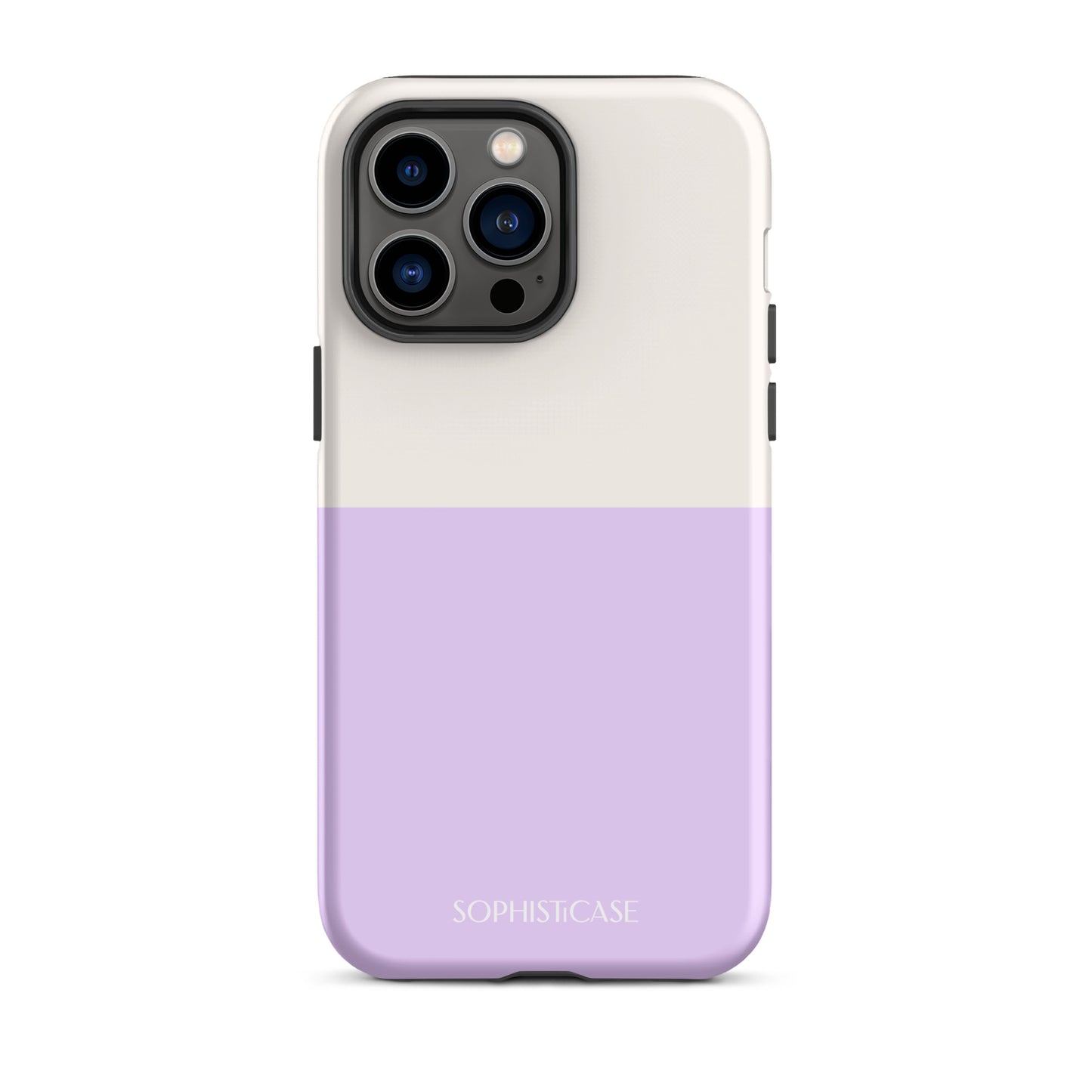 Tough Phone Case Featuring Two Tone Purple Cream Design for iPhone 14 Pro Max Matte