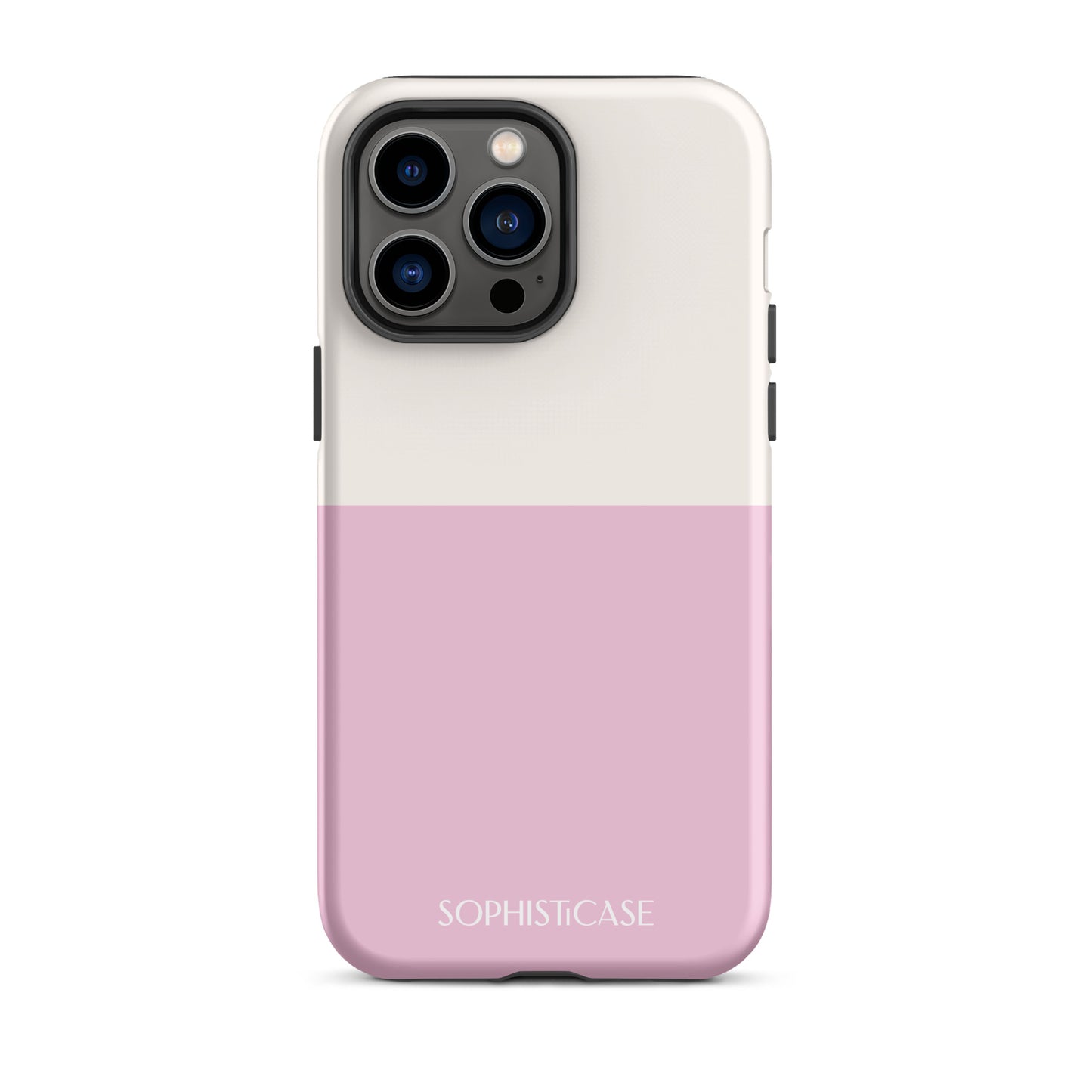 Tough Phone Case Featuring Two Tone Pink Cream Design for iPhone 14 Pro Max Matte