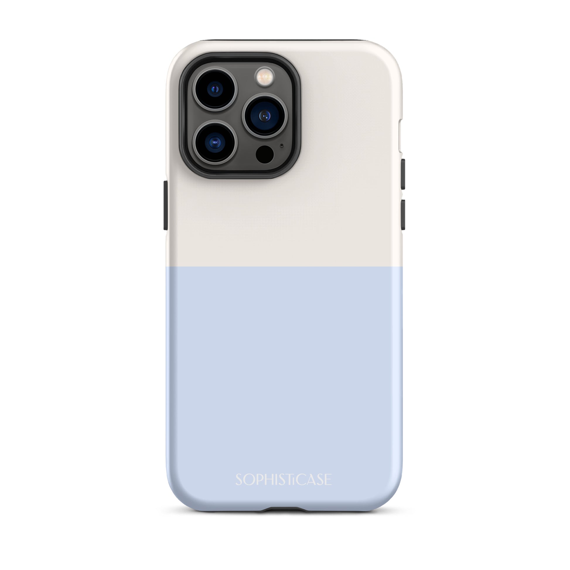 Basics Collection Tough Phone Case Featuring Two Tone Blue Cream Design for iPhone 14 Pro Max Matte