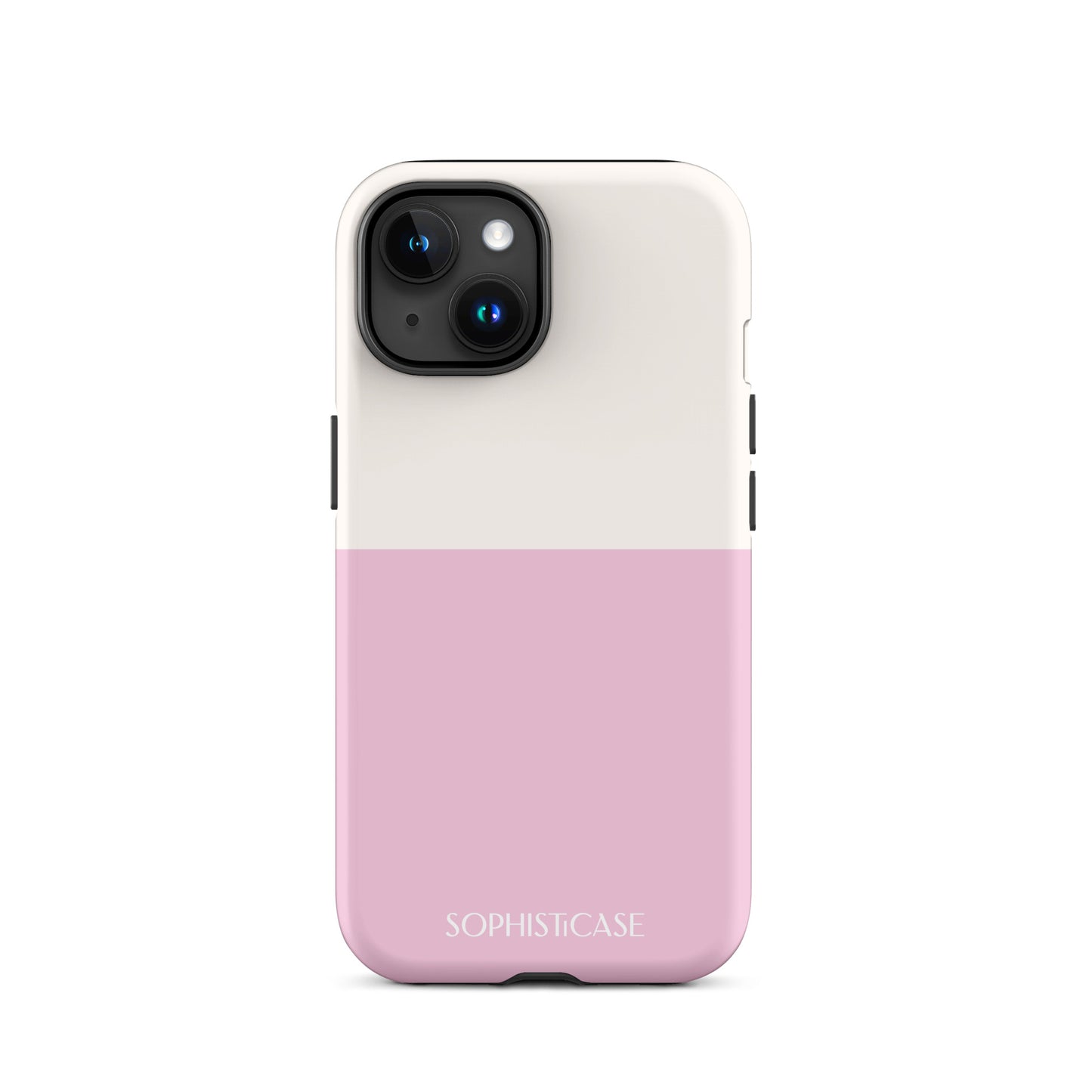 Tough Phone Case Featuring Two Tone Pink Cream Design for iPhone 15 Matte