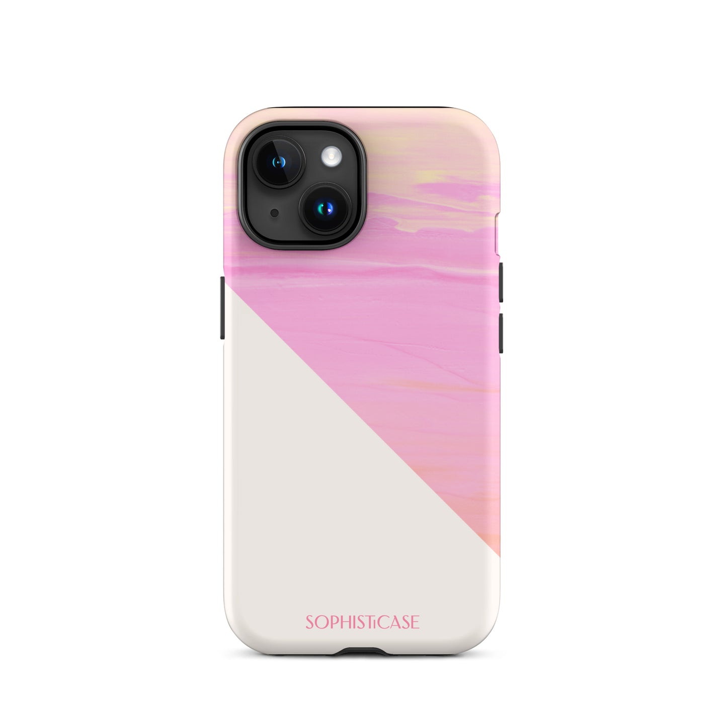 Tough Phone Case Featuring Yellow Pink Cream Summer Sunset Water Ripples Ocean Waves Design for iPhone 15 Matte