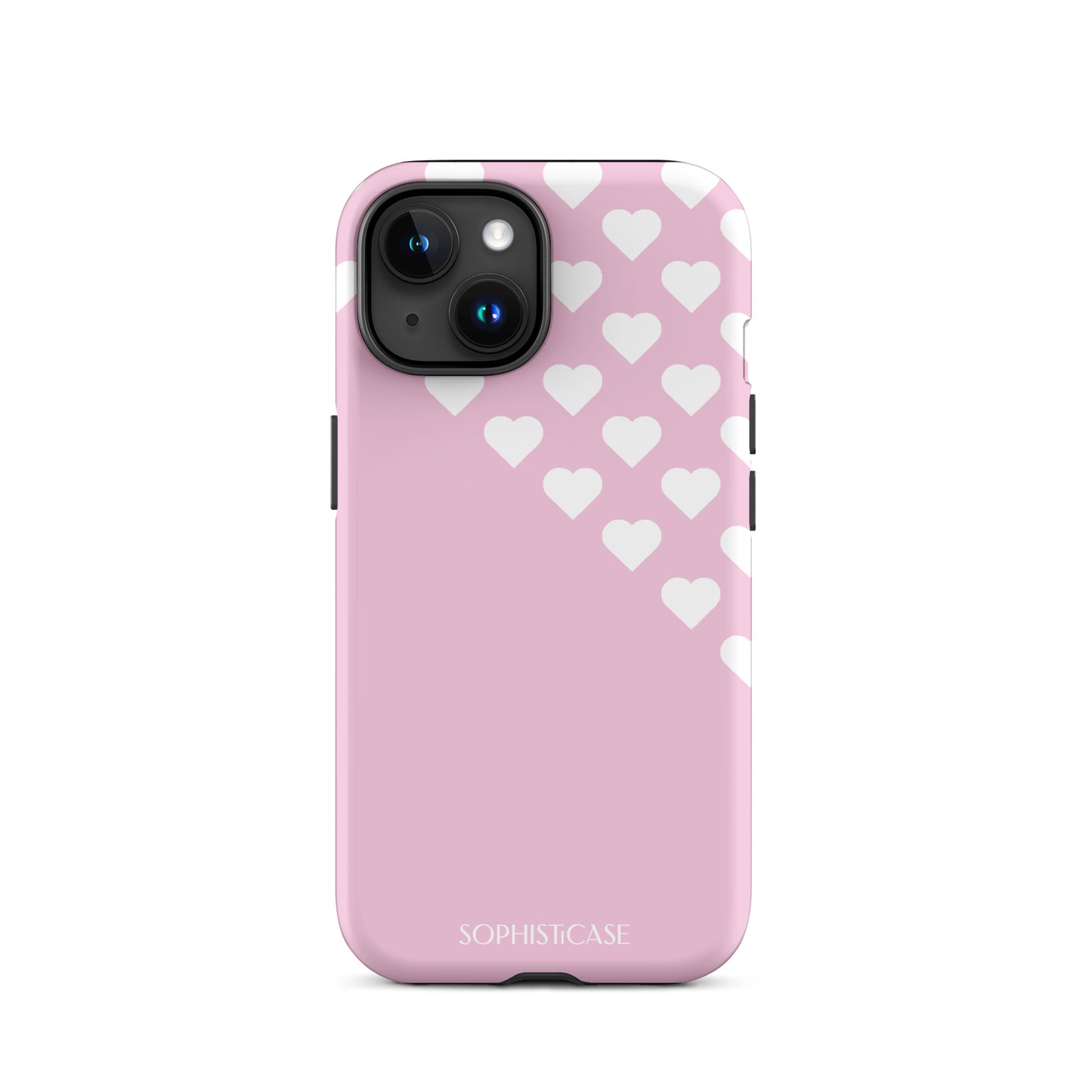 Tough Phone Case Featuring Pink Cream Tiny Hearts Design for iPhone 15 Matte