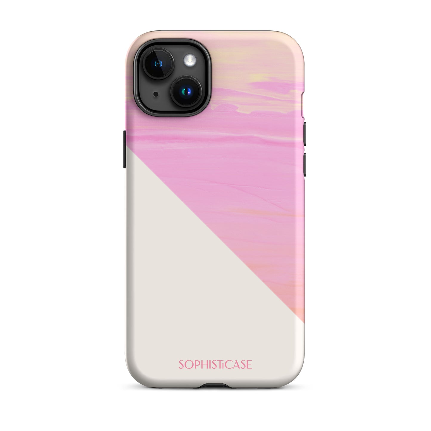 Tough Phone Case Featuring Yellow Pink Cream Summer Sunset Water Ripples Ocean Waves Design for iPhone 15 Plus Matte