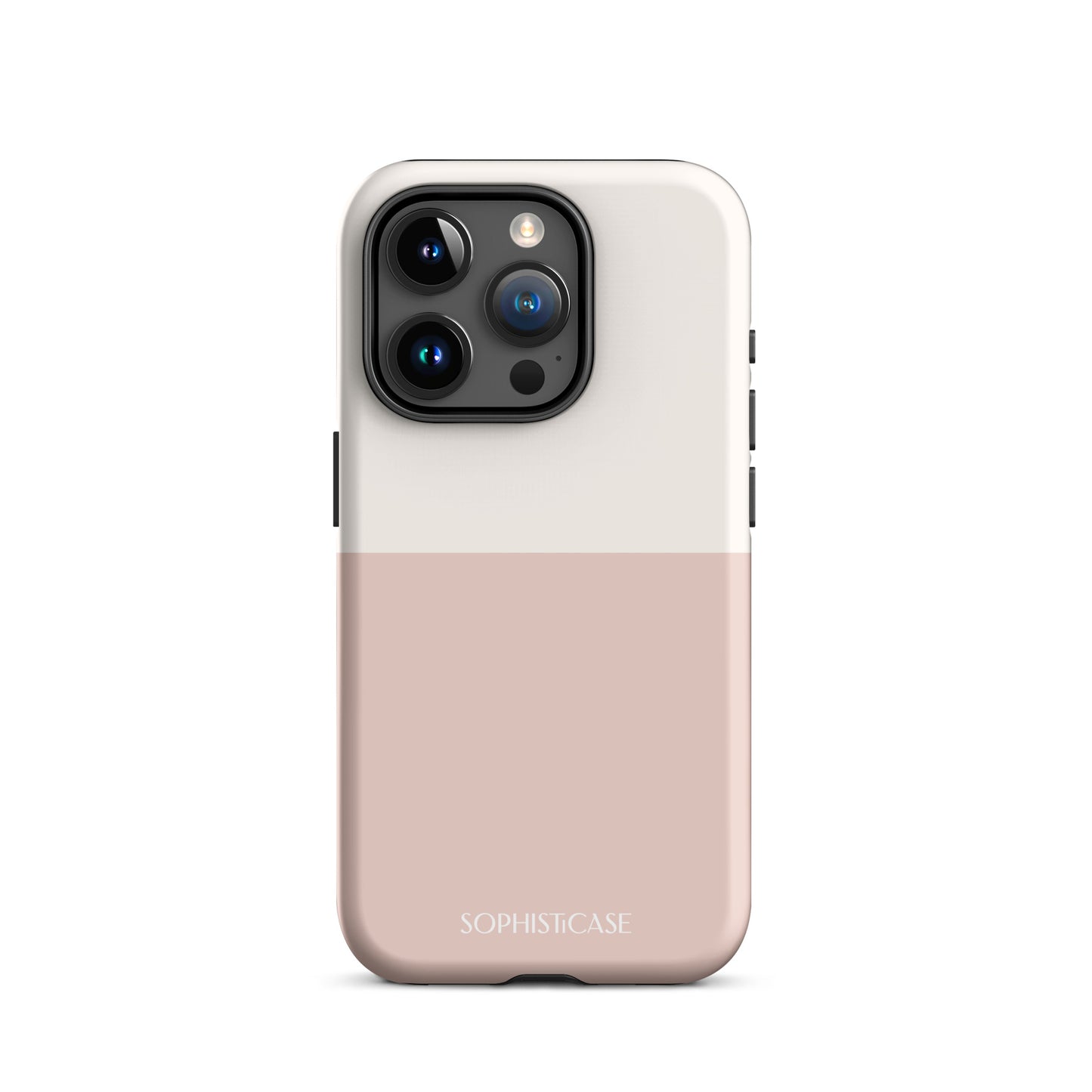 Tough Phone Case Featuring Two Tone Neutral Beige Cream Design for iPhone 15 Pro Matte