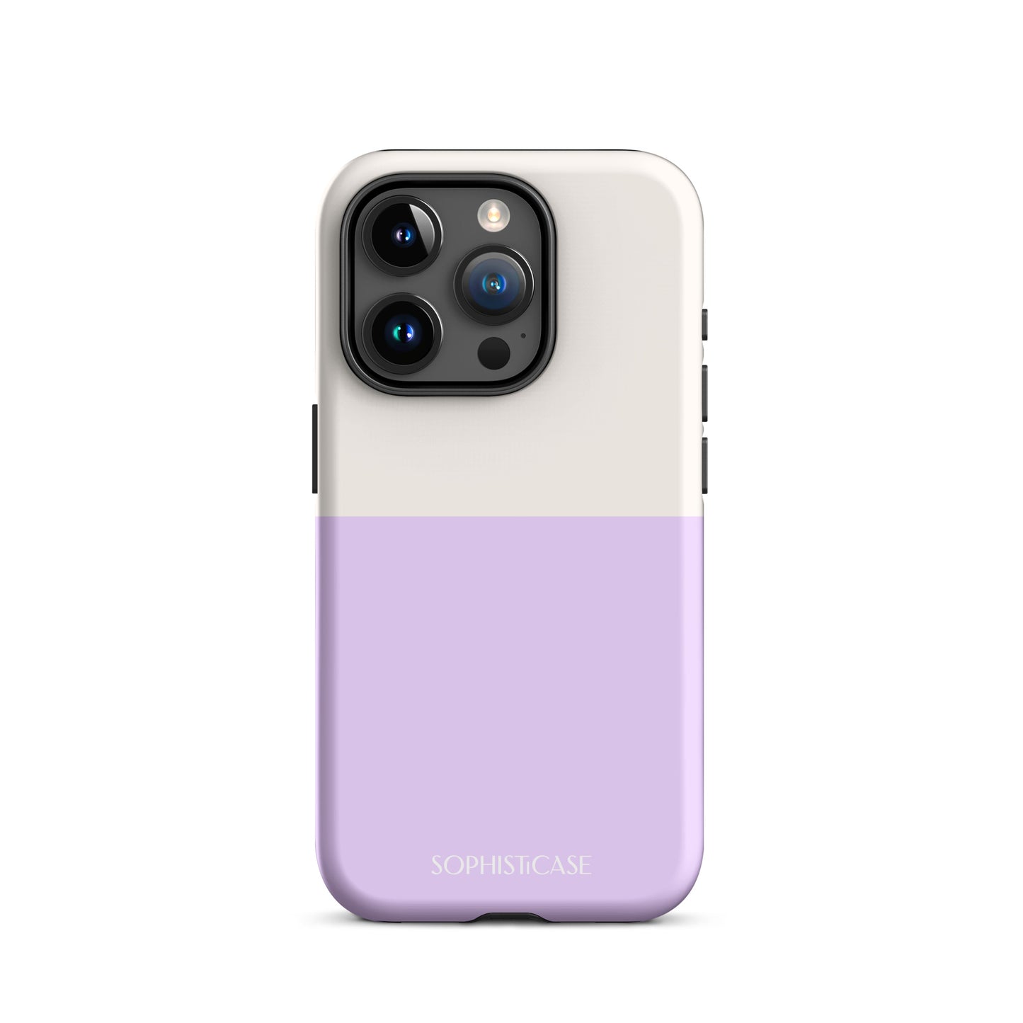 Tough Phone Case Featuring Two Tone Purple Cream Design for iPhone 15 Pro Matte