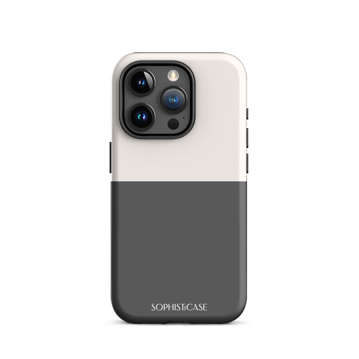 Tough Phone Case Featuring Two Tone Grey Cream Design for iPhone 115 Pro Matte