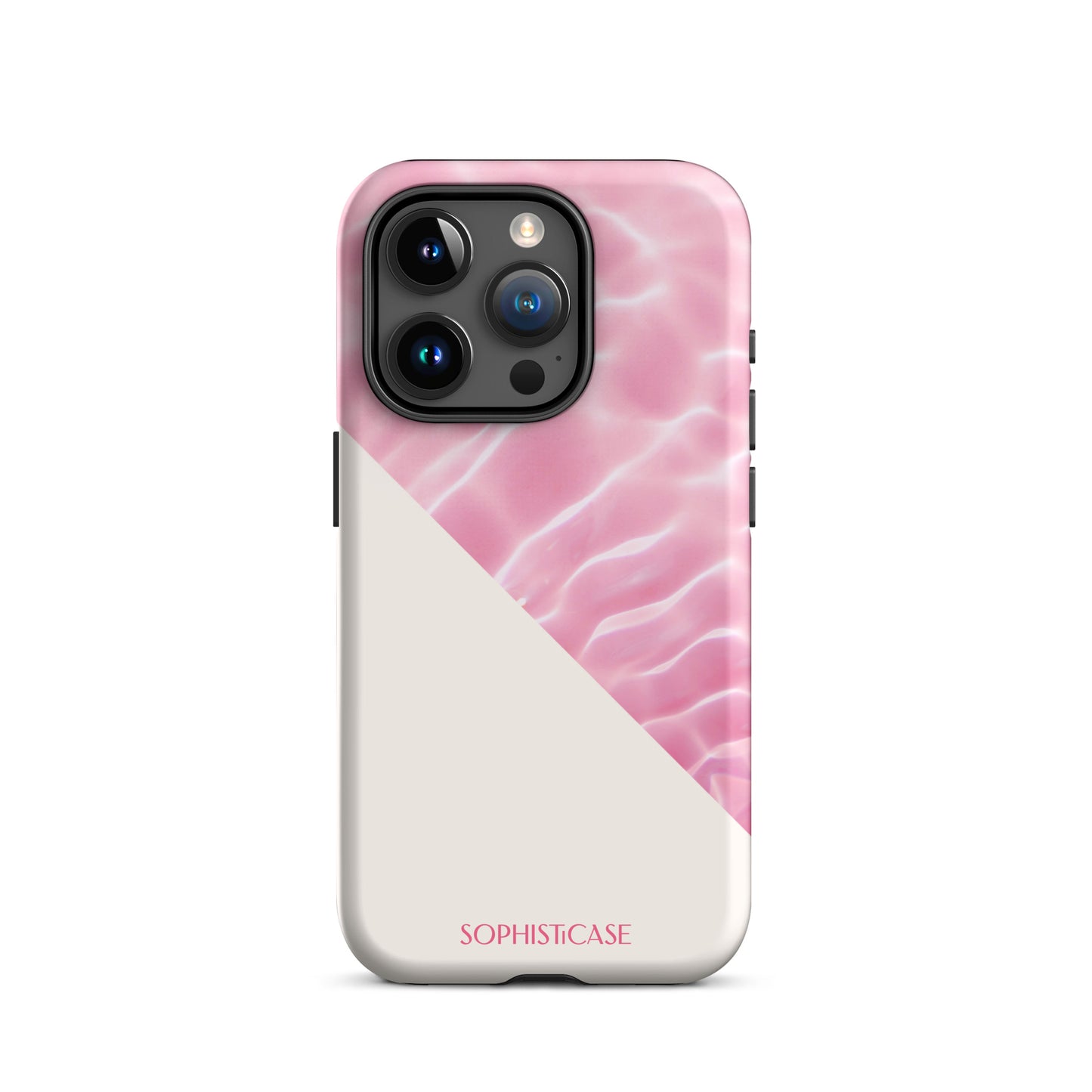 Tough Phone Case Featuring Pink Cream Summer Water Ripples Ocean Waves Design for iPhone 15 Pro Matte