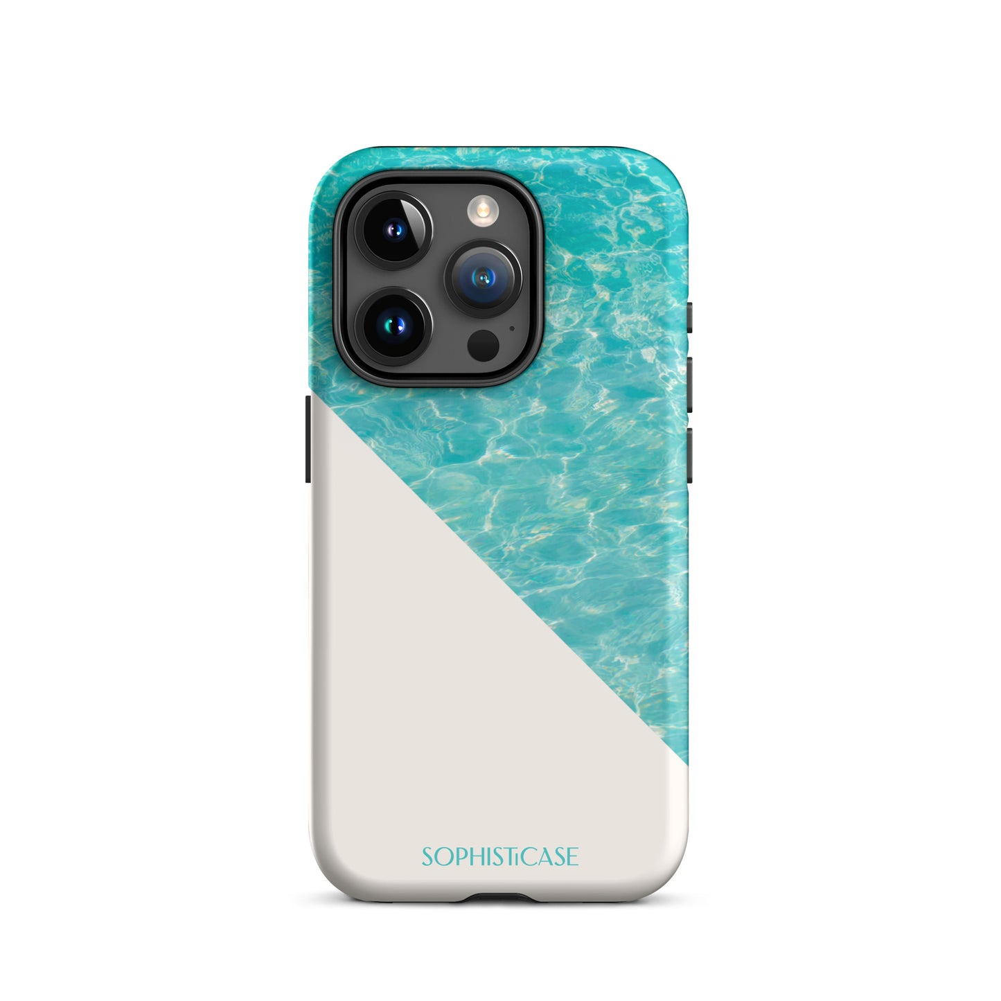 Tough Phone Case Featuring Aqua Cream Summer Water Ripples Ocean Waves Design for iPhone 15 Pro Matte