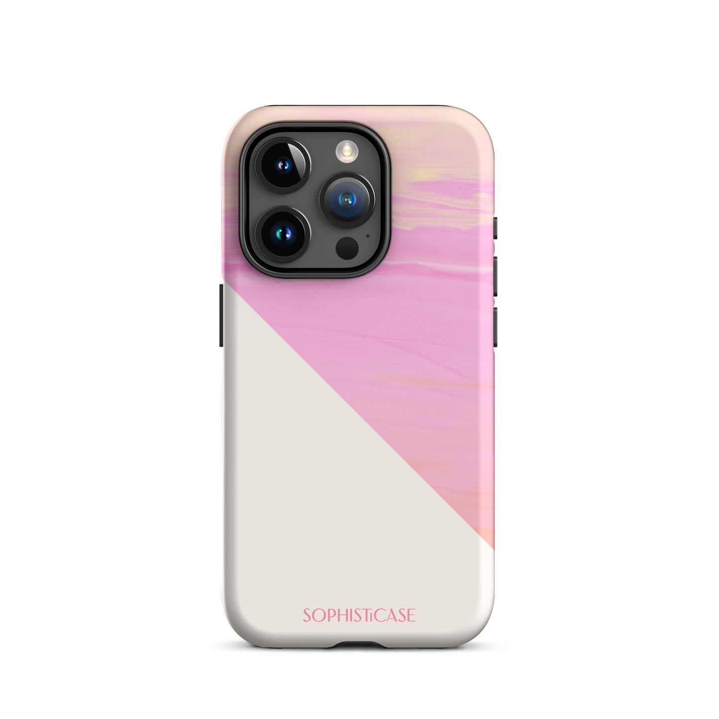 Tough Phone Case Featuring Yellow Pink Cream Summer Sunset Water Ripples Ocean Waves Design for iPhone 15 Pro Matte