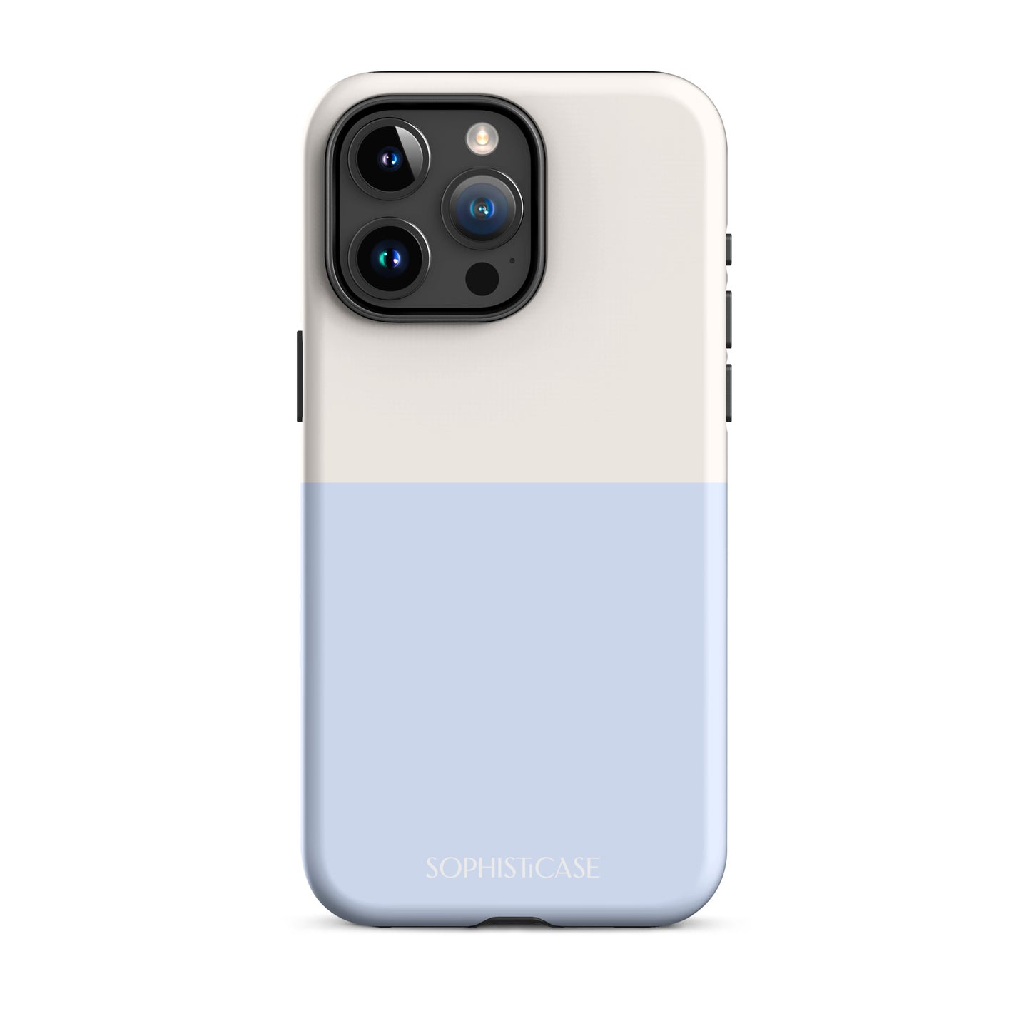 Basics Collection Tough Phone Case Featuring Two Tone Blue Cream Design for iPhone 15 Pro Max Matte