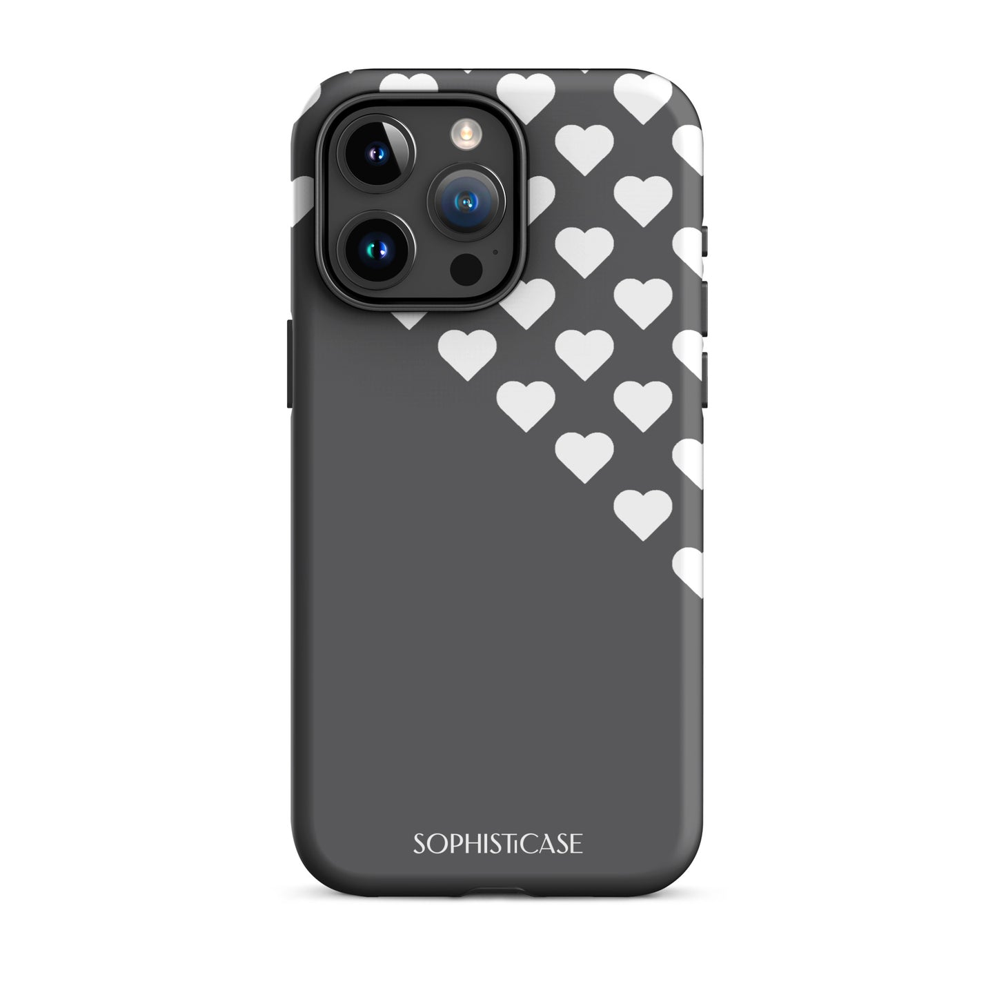 Tough Phone Case Featuring Black Cream Tiny Hearts Design for iPhone 15 Pro Max  Matte